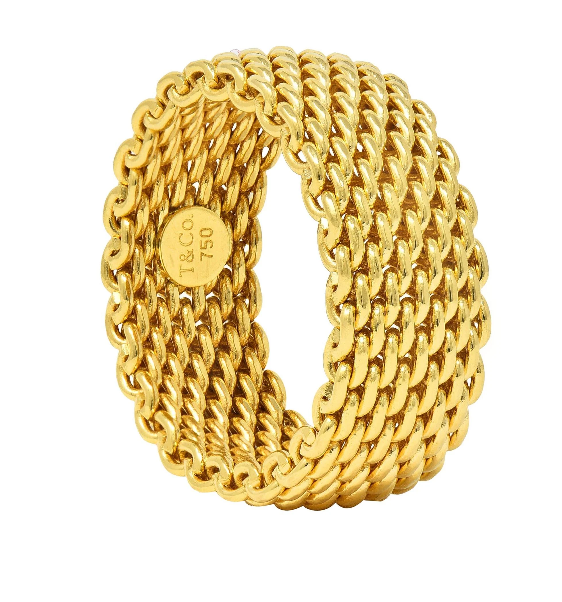 Tiffany & Co. Unisex 18 Karat Yellow Gold Mesh Somerset Wide Band Ring - Image 10