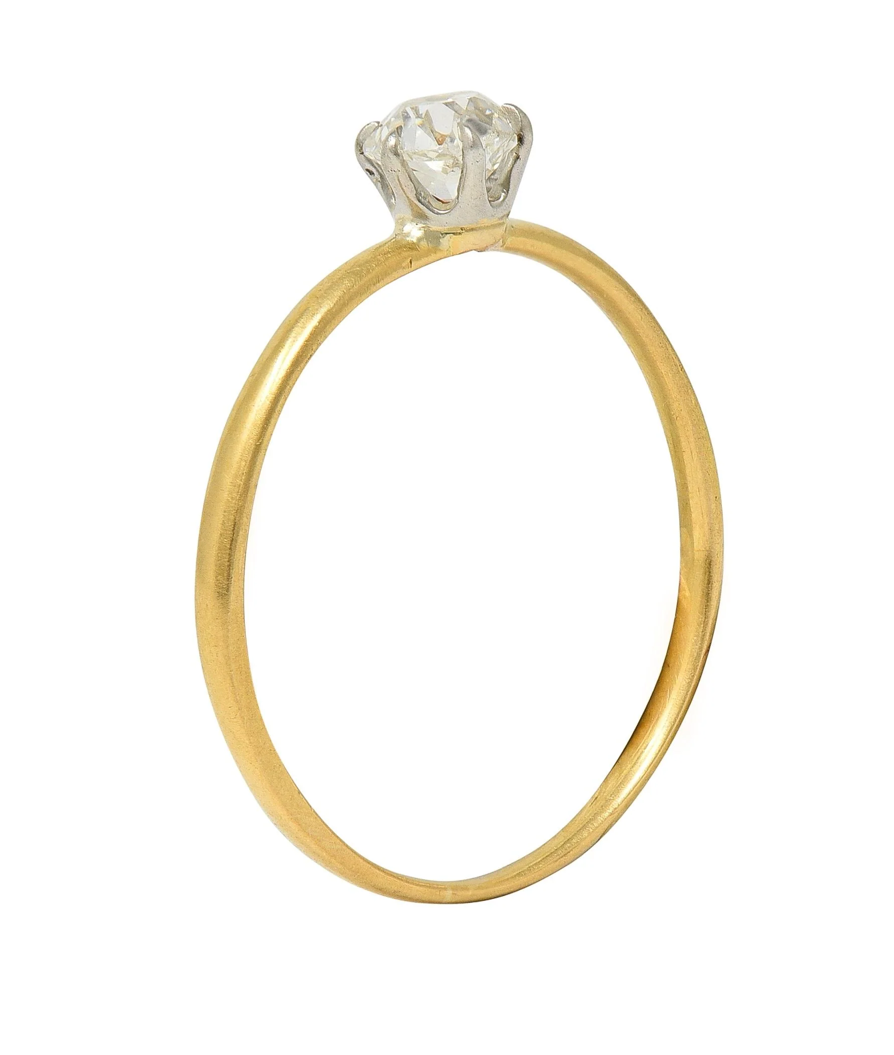 Tiffany & Co. Victorian 0.34 CTW Old Mine Diamond 18 Karat Two-Tone Gold Antique Engagement Ring - Image 10