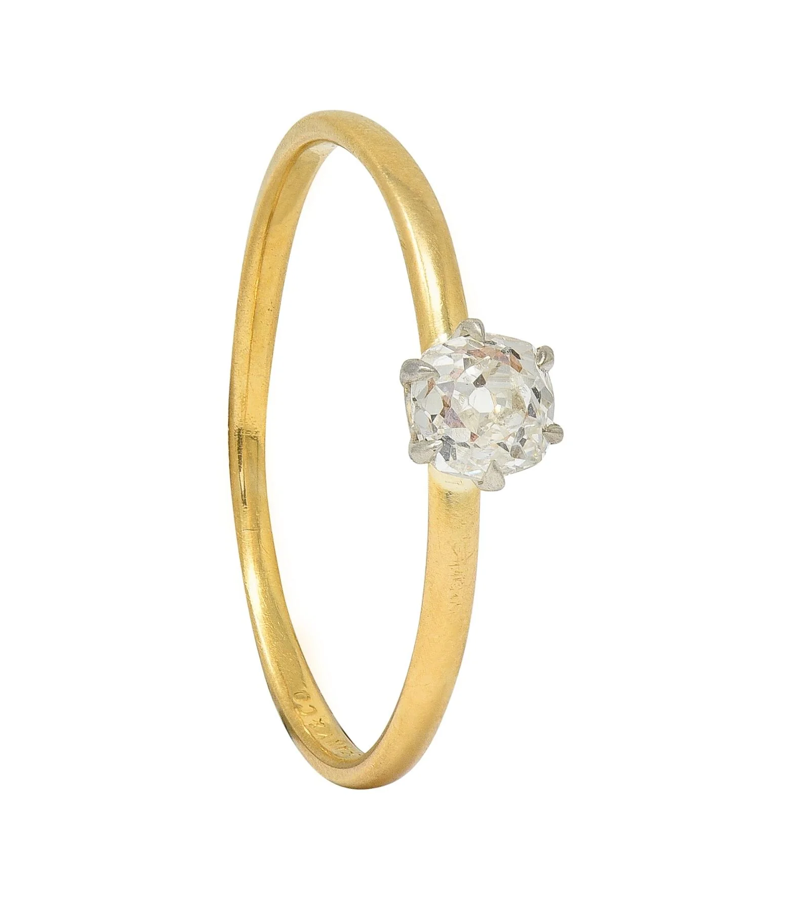 Tiffany & Co. Victorian 0.34 CTW Old Mine Diamond 18 Karat Two-Tone Gold Antique Engagement Ring - Image 11