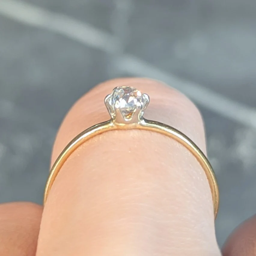 Tiffany & Co. Victorian 0.34 CTW Old Mine Diamond 18 Karat Two-Tone Gold Antique Engagement Ring - Image 13