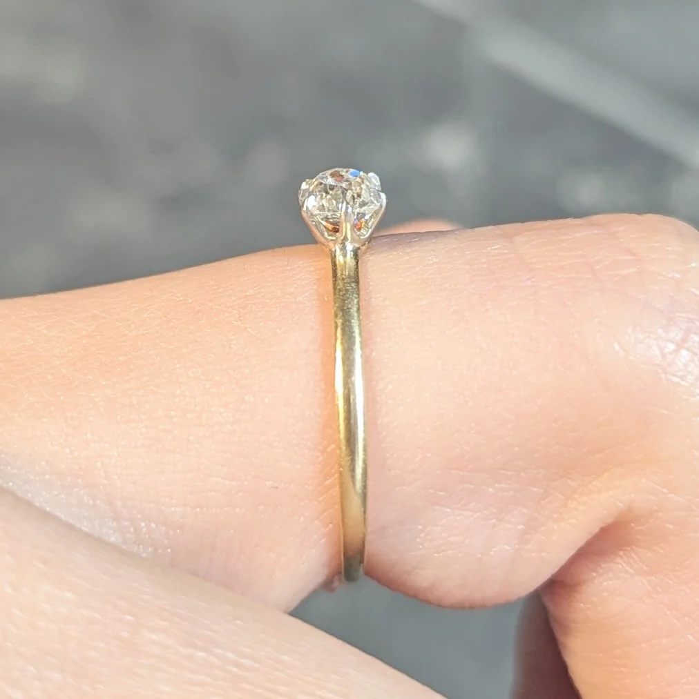 Tiffany & Co. Victorian 0.34 CTW Old Mine Diamond 18 Karat Two-Tone Gold Antique Engagement Ring - Image 14