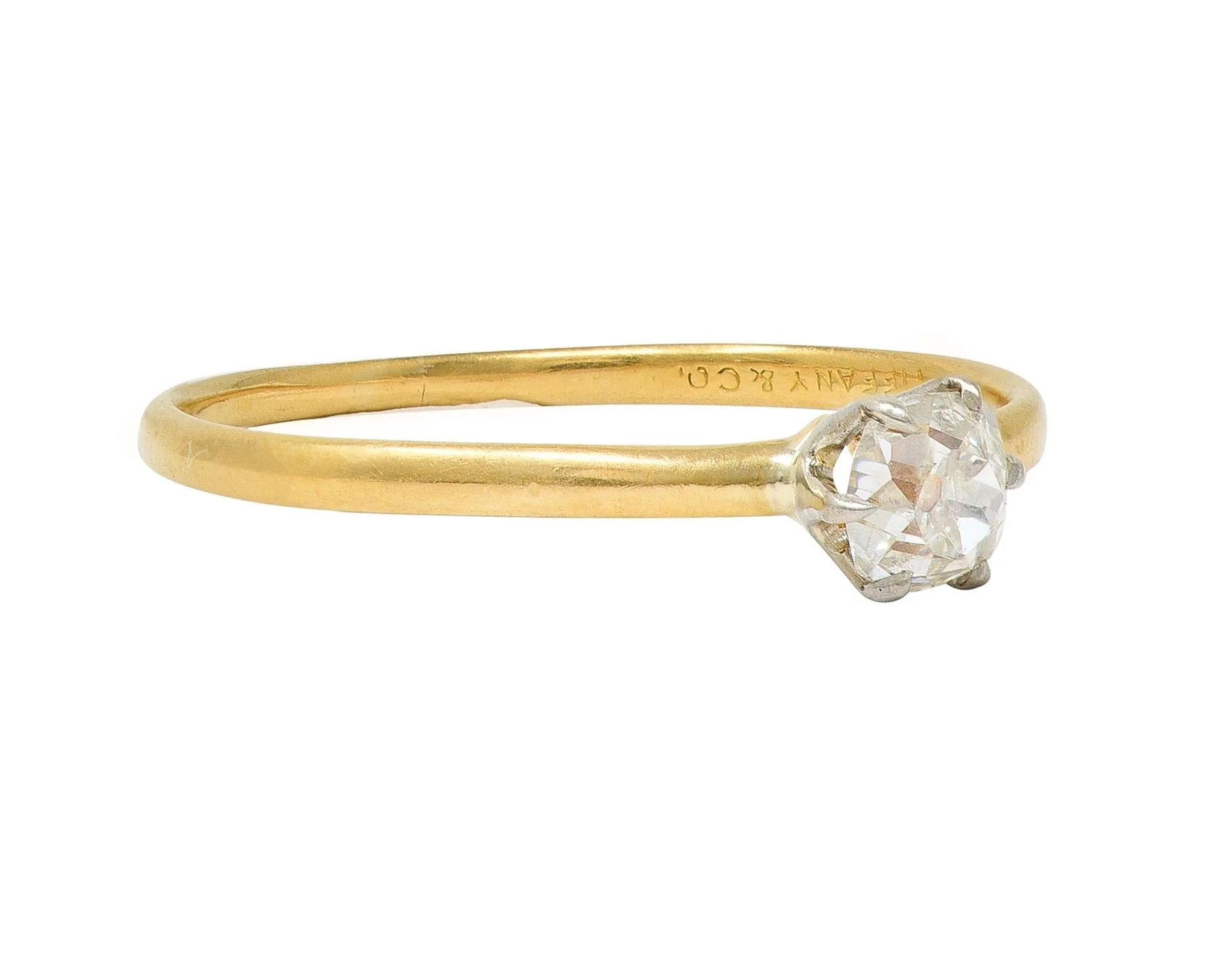 Tiffany & Co. Victorian 0.34 CTW Old Mine Diamond 18 Karat Two-Tone Gold Antique Engagement Ring - Image 2