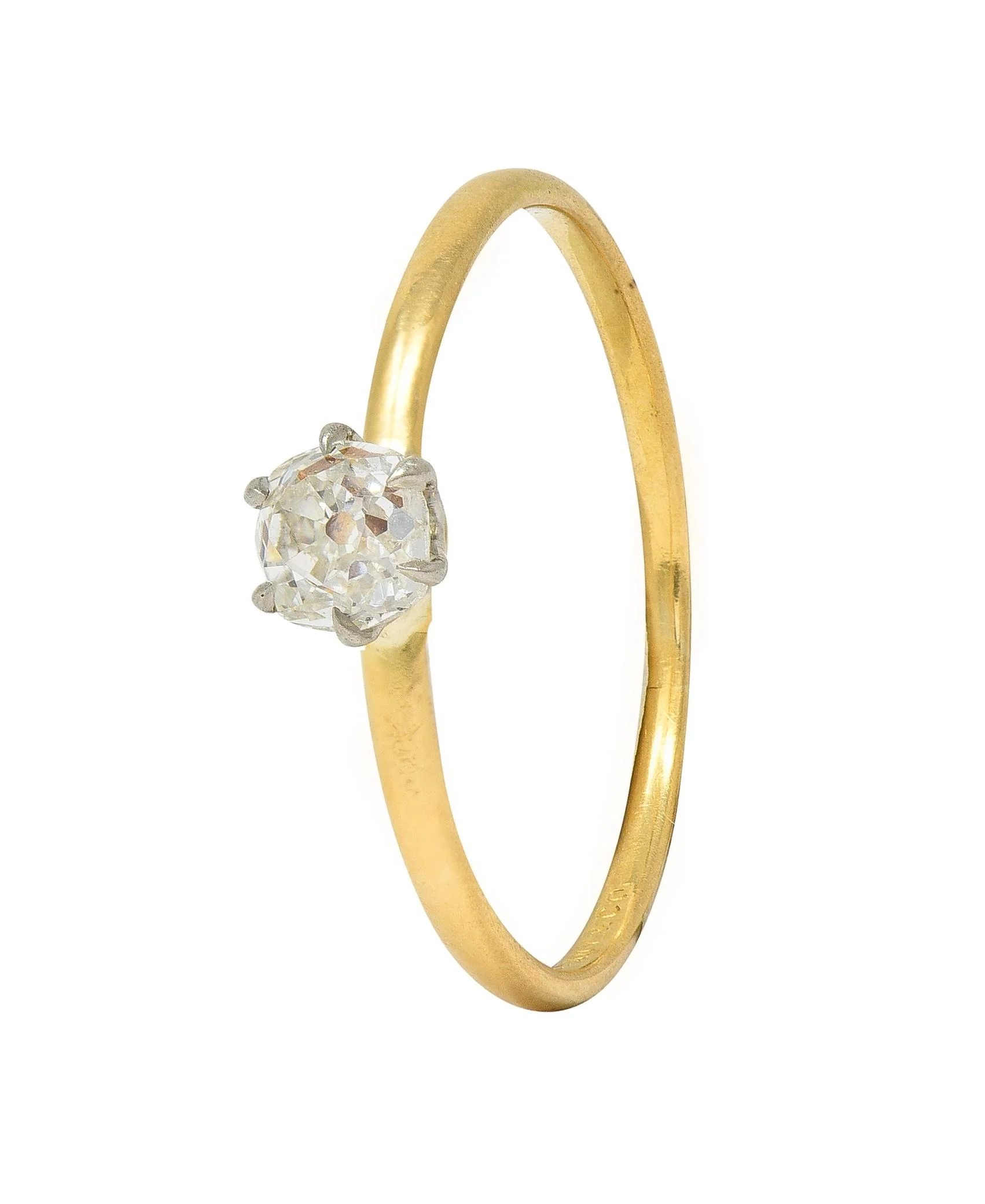 Tiffany & Co. Victorian 0.34 CTW Old Mine Diamond 18 Karat Two-Tone Gold Antique Engagement Ring - Image 3