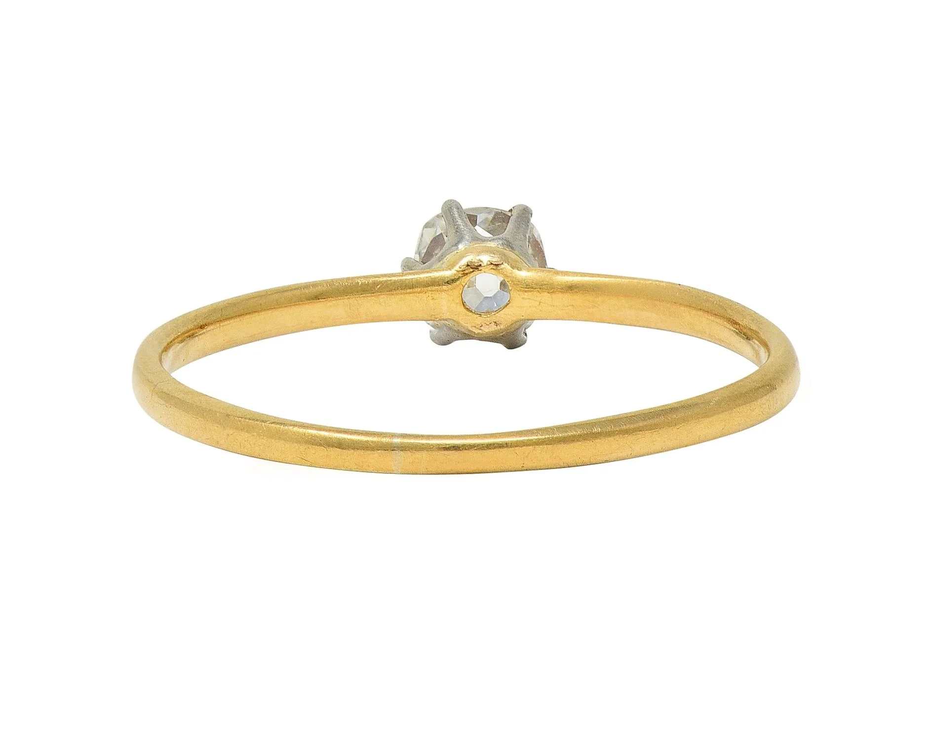 Tiffany & Co. Victorian 0.34 CTW Old Mine Diamond 18 Karat Two-Tone Gold Antique Engagement Ring - Image 5