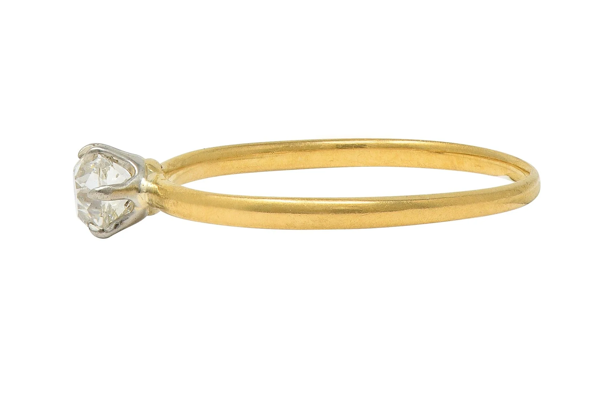 Tiffany & Co. Victorian 0.34 CTW Old Mine Diamond 18 Karat Two-Tone Gold Antique Engagement Ring - Image 6