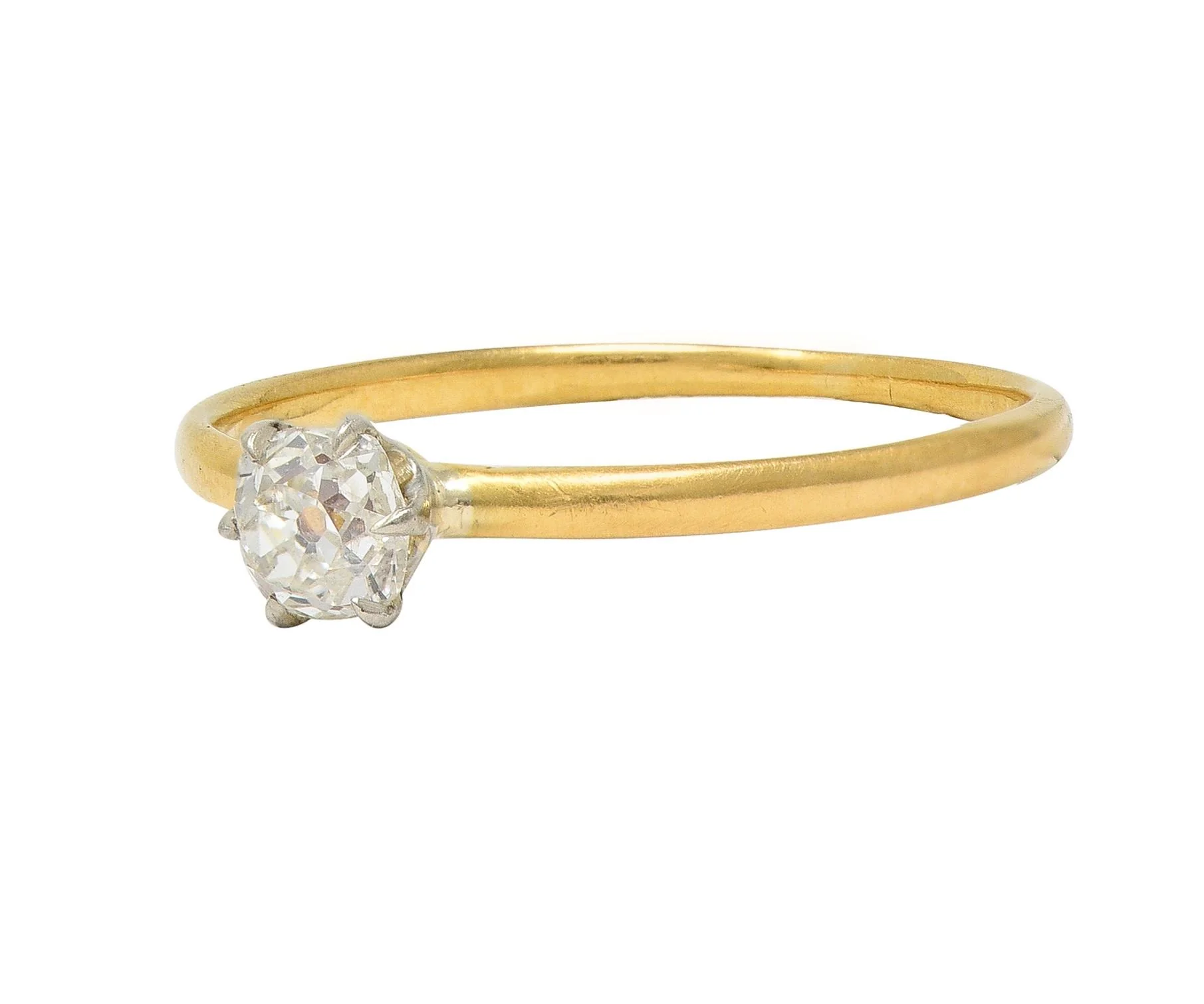 Tiffany & Co. Victorian 0.34 CTW Old Mine Diamond 18 Karat Two-Tone Gold Antique Engagement Ring - Image 7