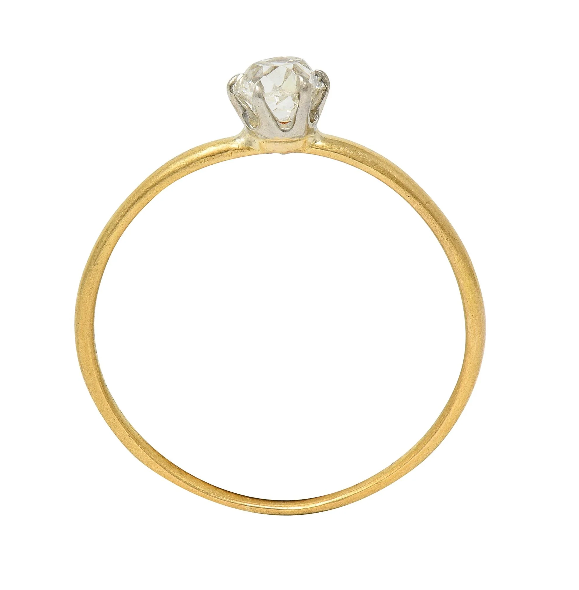 Tiffany & Co. Victorian 0.34 CTW Old Mine Diamond 18 Karat Two-Tone Gold Antique Engagement Ring - Image 9