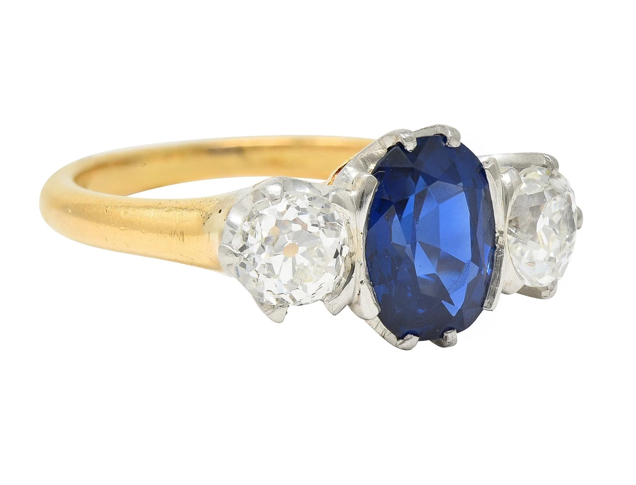 Tiffany & Co. Victorian 2.48 CTW Sapphire Diamond Platinum 18 Karat Ring GIA - Image 2