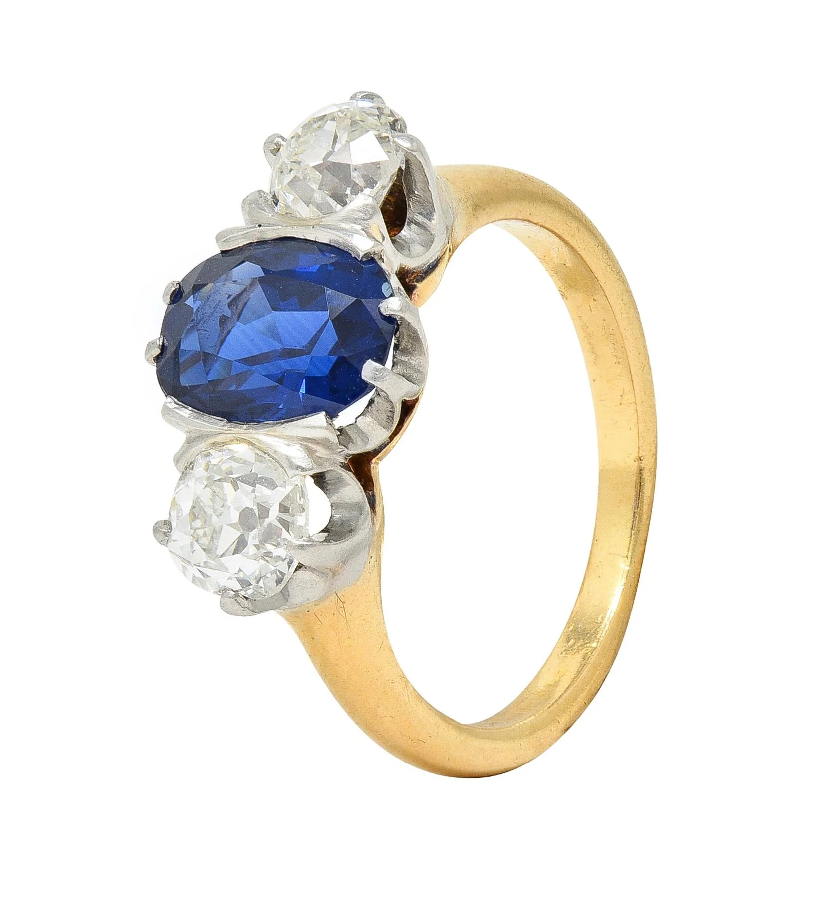 Tiffany & Co. Victorian 2.48 CTW Sapphire Diamond Platinum 18 Karat Ring GIA - Image 8