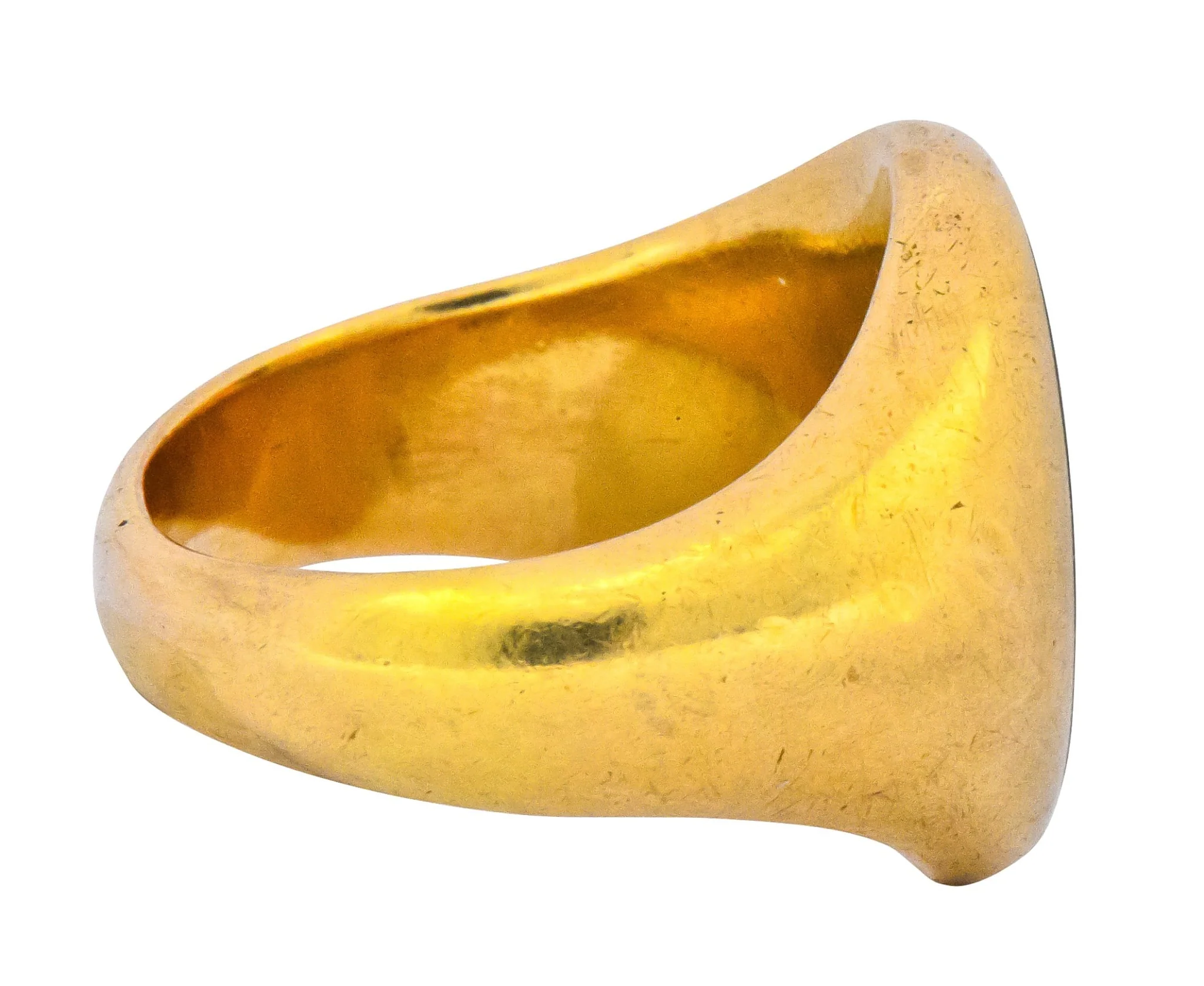Tiffany & Co. Victorian Intaglio Jade 18 Karat Gold Lion Unisex Signet Ring - Image 2