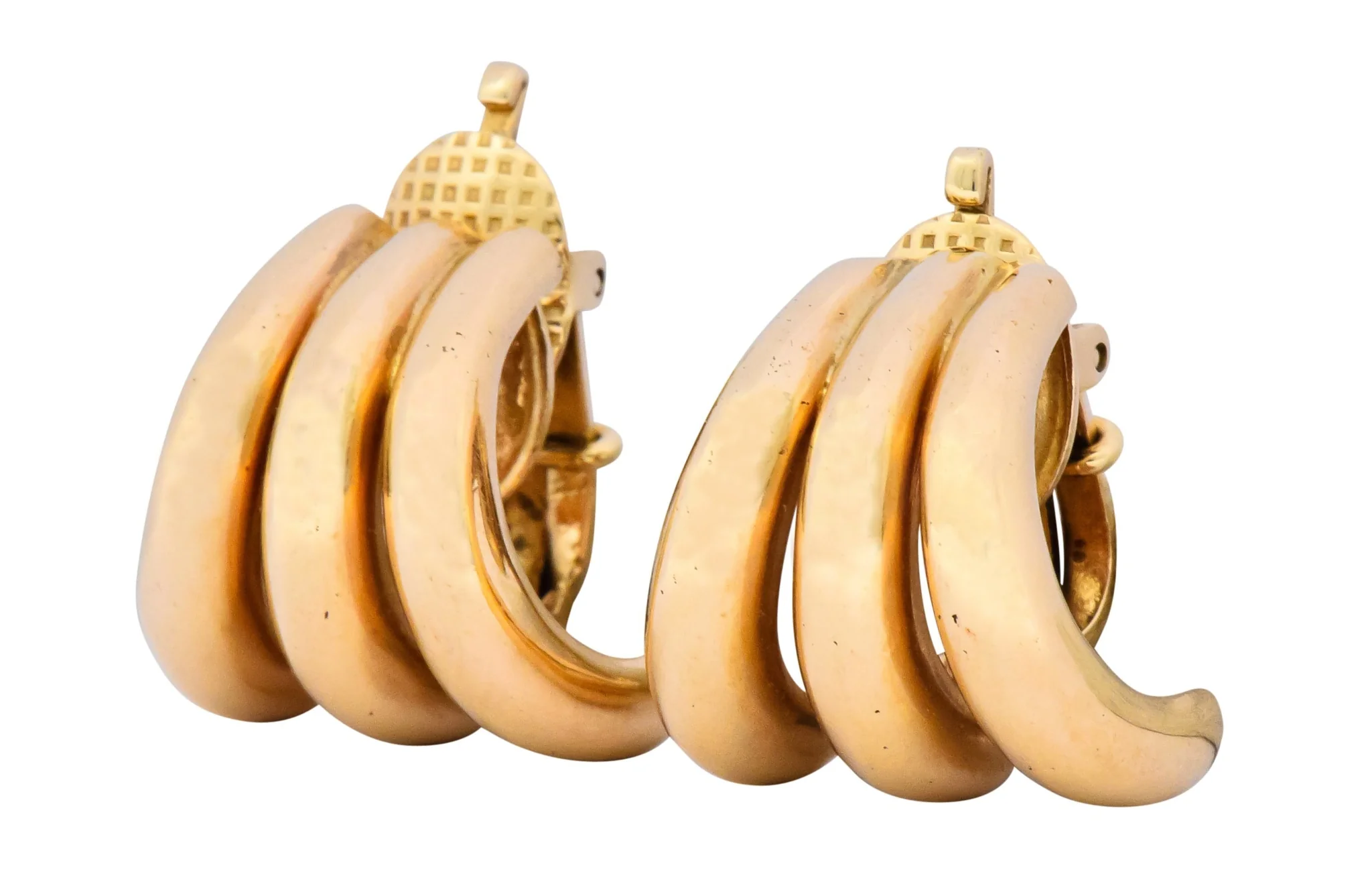 Tiffany & Co. Vintage 14 Karat Gold J Hoop Ear-Clip Earrings - Image 2