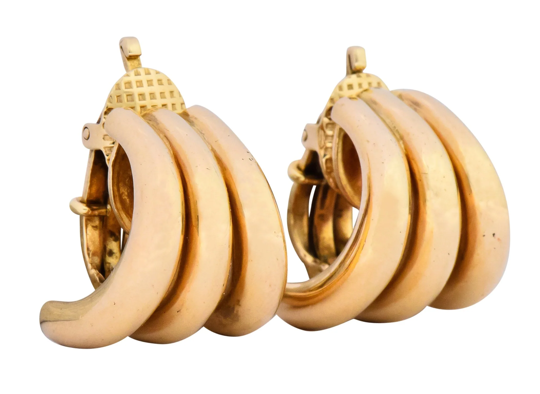 Tiffany & Co. Vintage 14 Karat Gold J Hoop Ear-Clip Earrings - Image 3