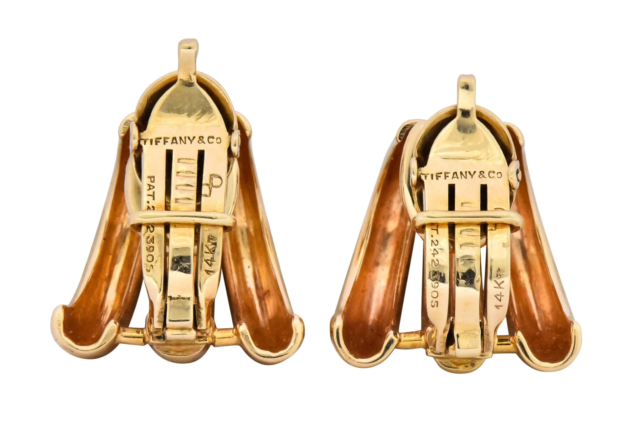 Tiffany & Co. Vintage 14 Karat Gold J Hoop Ear-Clip Earrings - Image 4