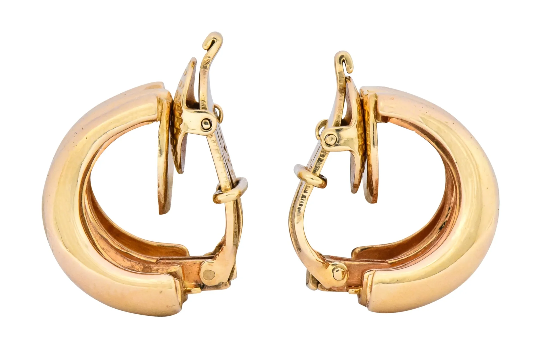 Tiffany & Co. Vintage 14 Karat Gold J Hoop Ear-Clip Earrings - Image 5