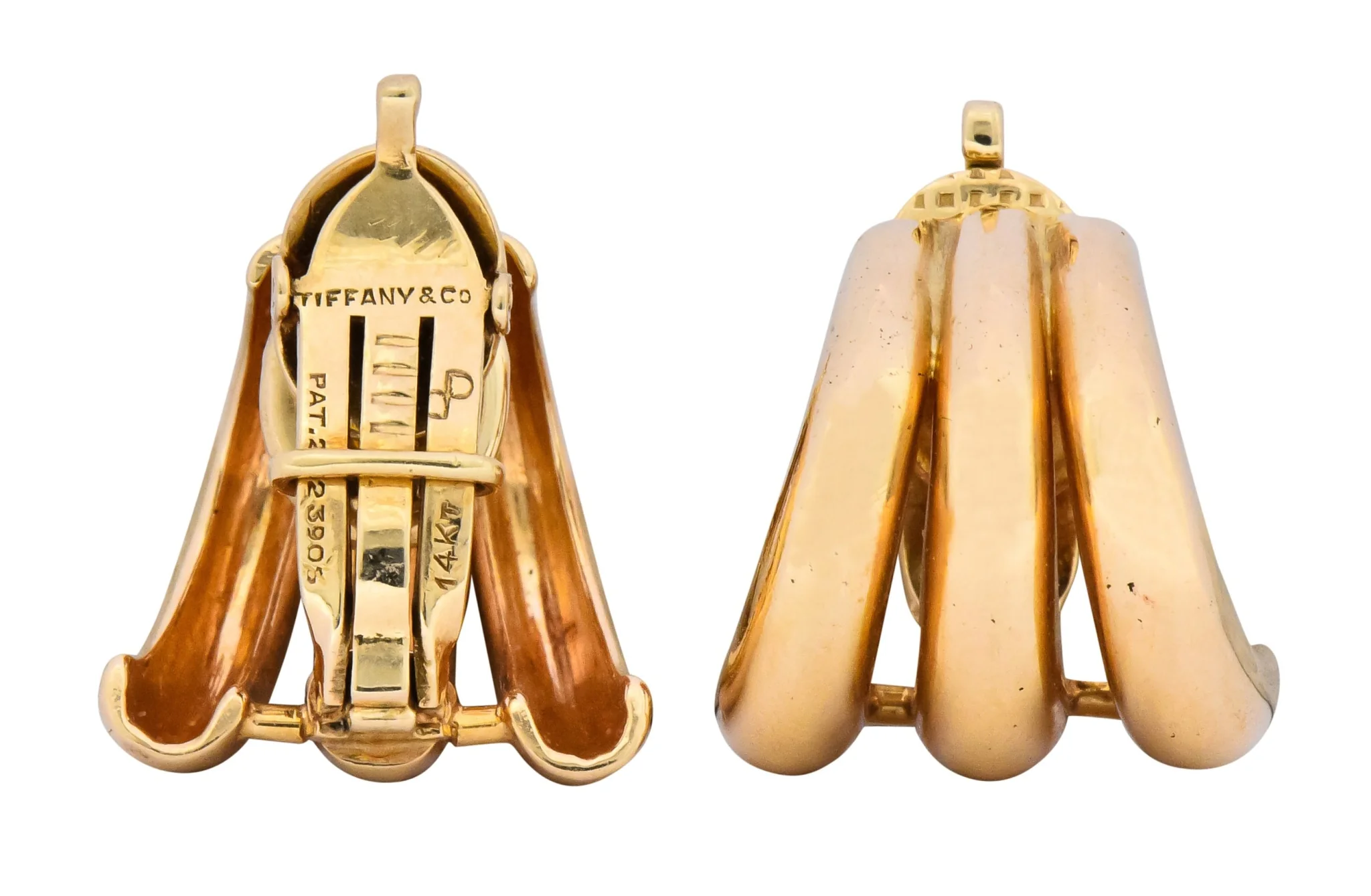 Tiffany & Co. Vintage 14 Karat Gold J Hoop Ear-Clip Earrings - Image 9
