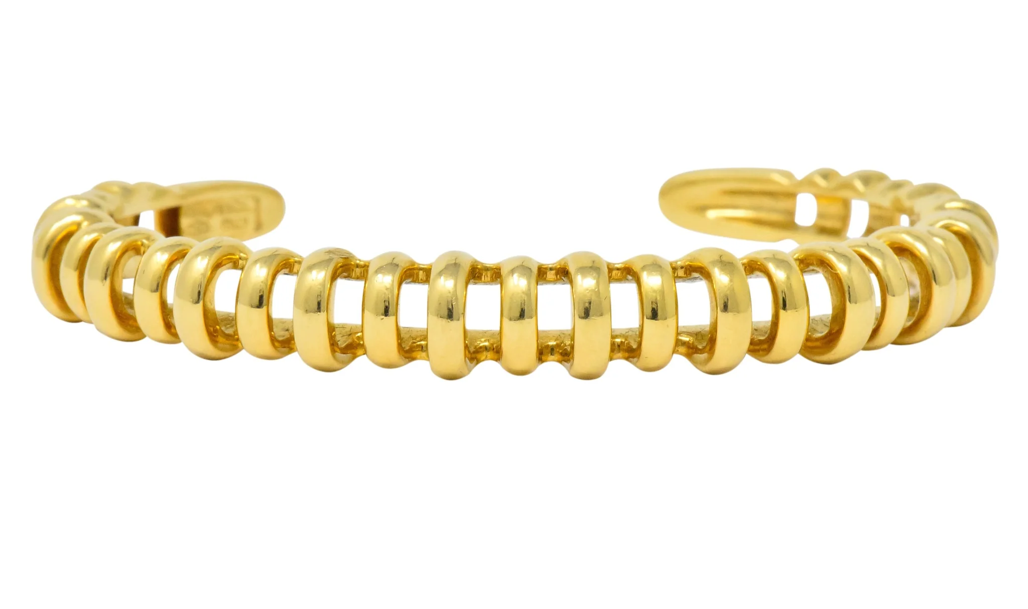 Tiffany & Co. Vintage 18 Karat Gold Ribbed Cuff Bracelet - Image 2