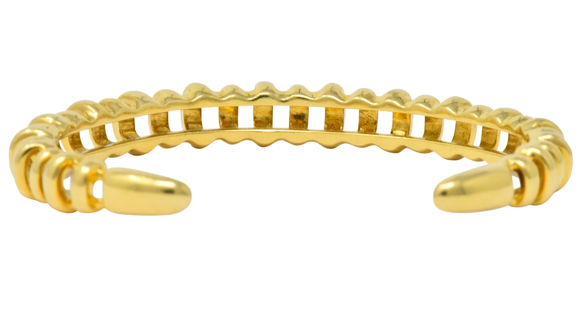 Tiffany & Co. Vintage 18 Karat Gold Ribbed Cuff Bracelet - Image 3