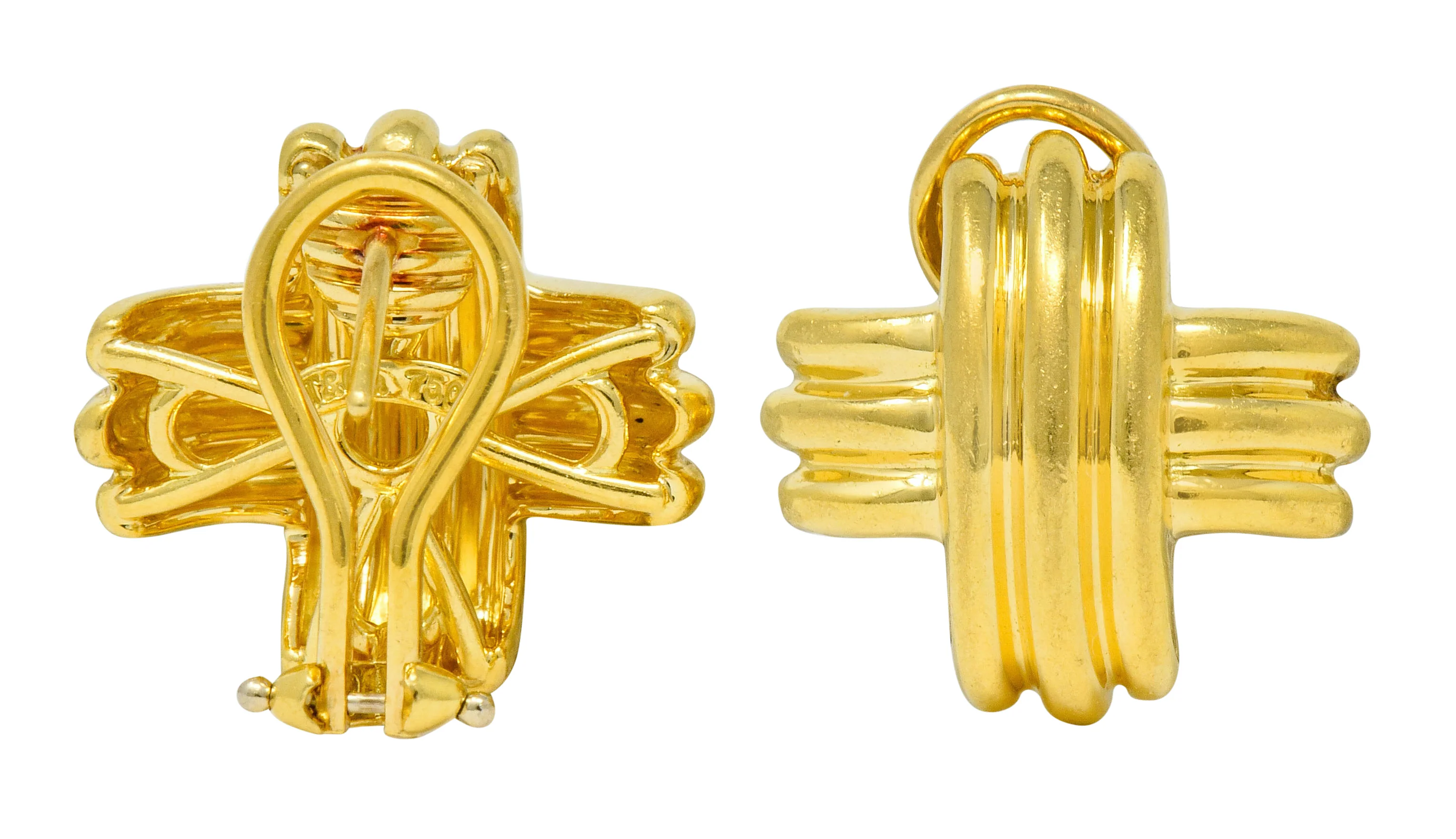 Tiffany & Co. Vintage 18 Karat Gold Signature X Cross Earrings - Image 2
