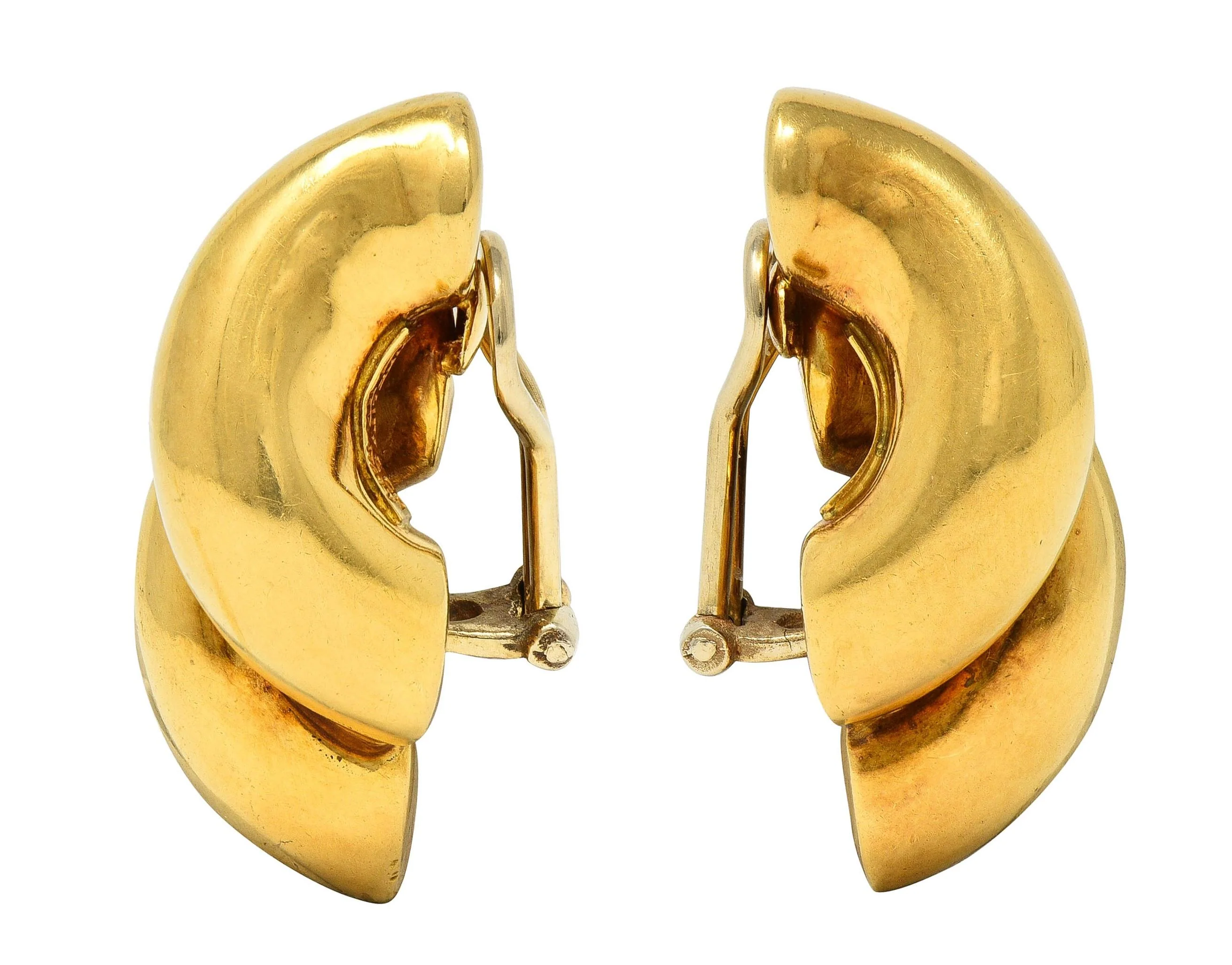 Tiffany & Co. Vintage 18 Karat Yellow Gold Vintage Swirl San Marco Ear-Clip Earrings - Image 3