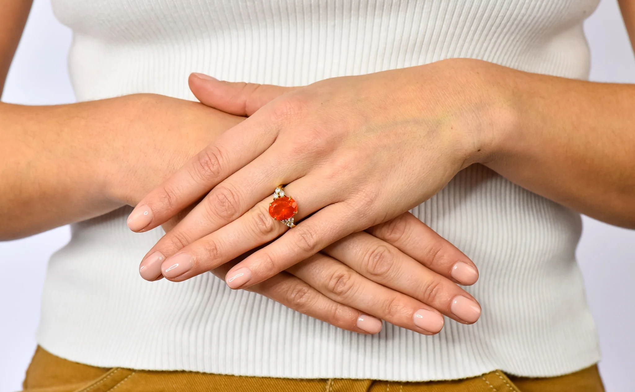 Tiffany & Co. Vintage 4.86 CTW Fire Opal Diamond 18 Karat Gold Ring - Image 10