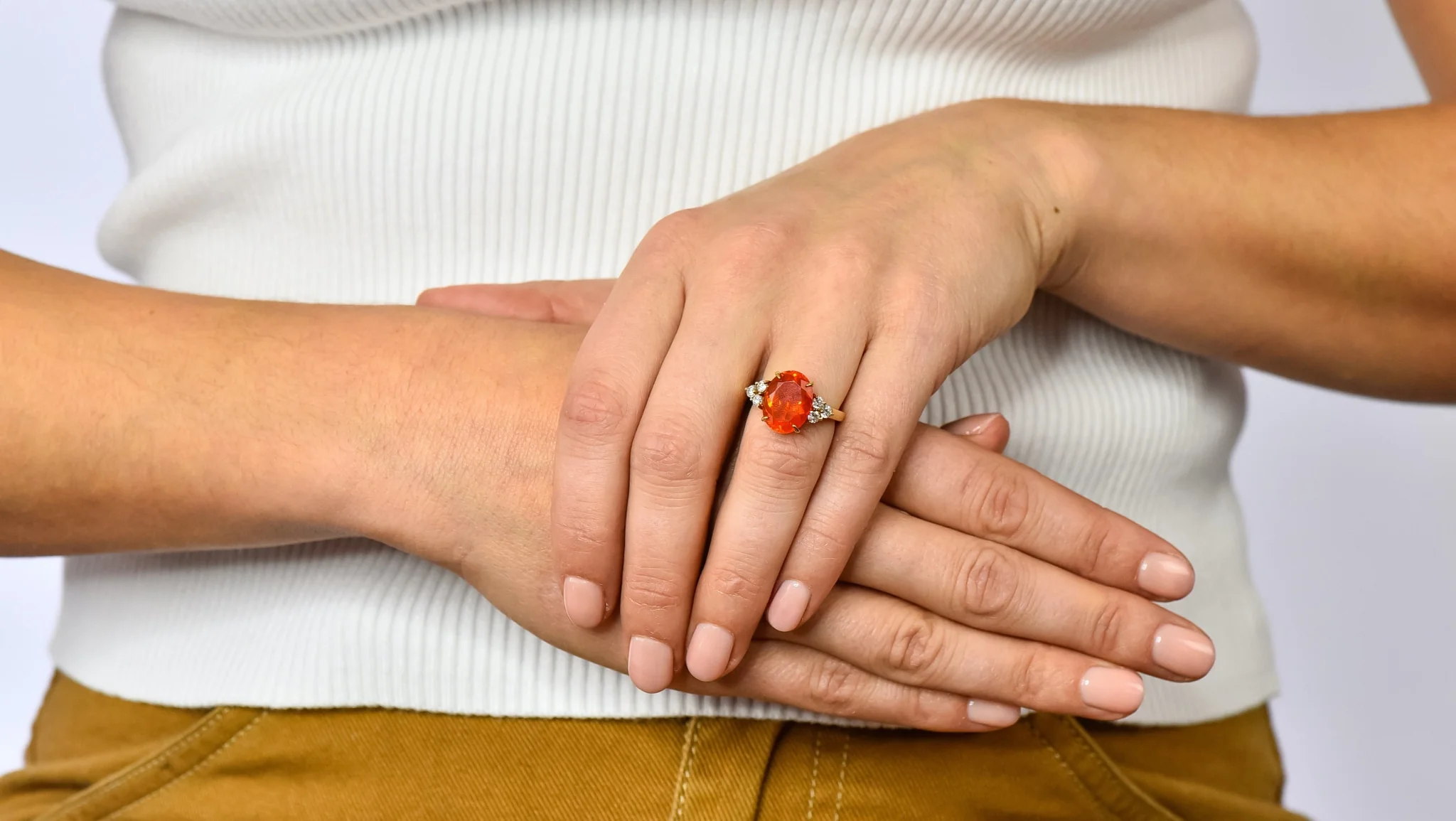 Tiffany & Co. Vintage 4.86 CTW Fire Opal Diamond 18 Karat Gold Ring - Image 12