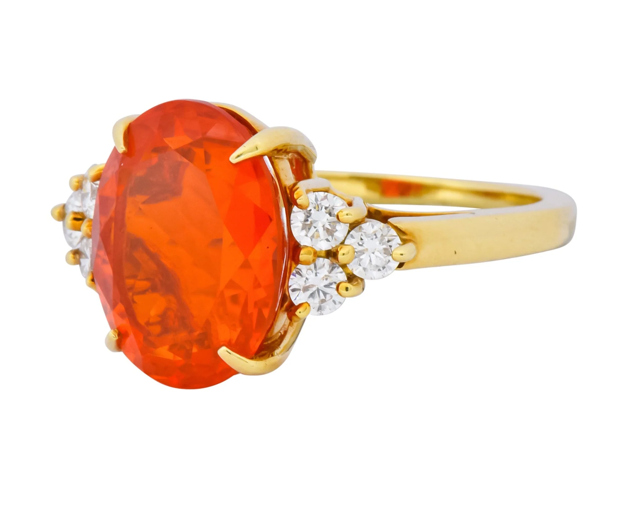 Tiffany & Co. Vintage 4.86 CTW Fire Opal Diamond 18 Karat Gold Ring - Image 5
