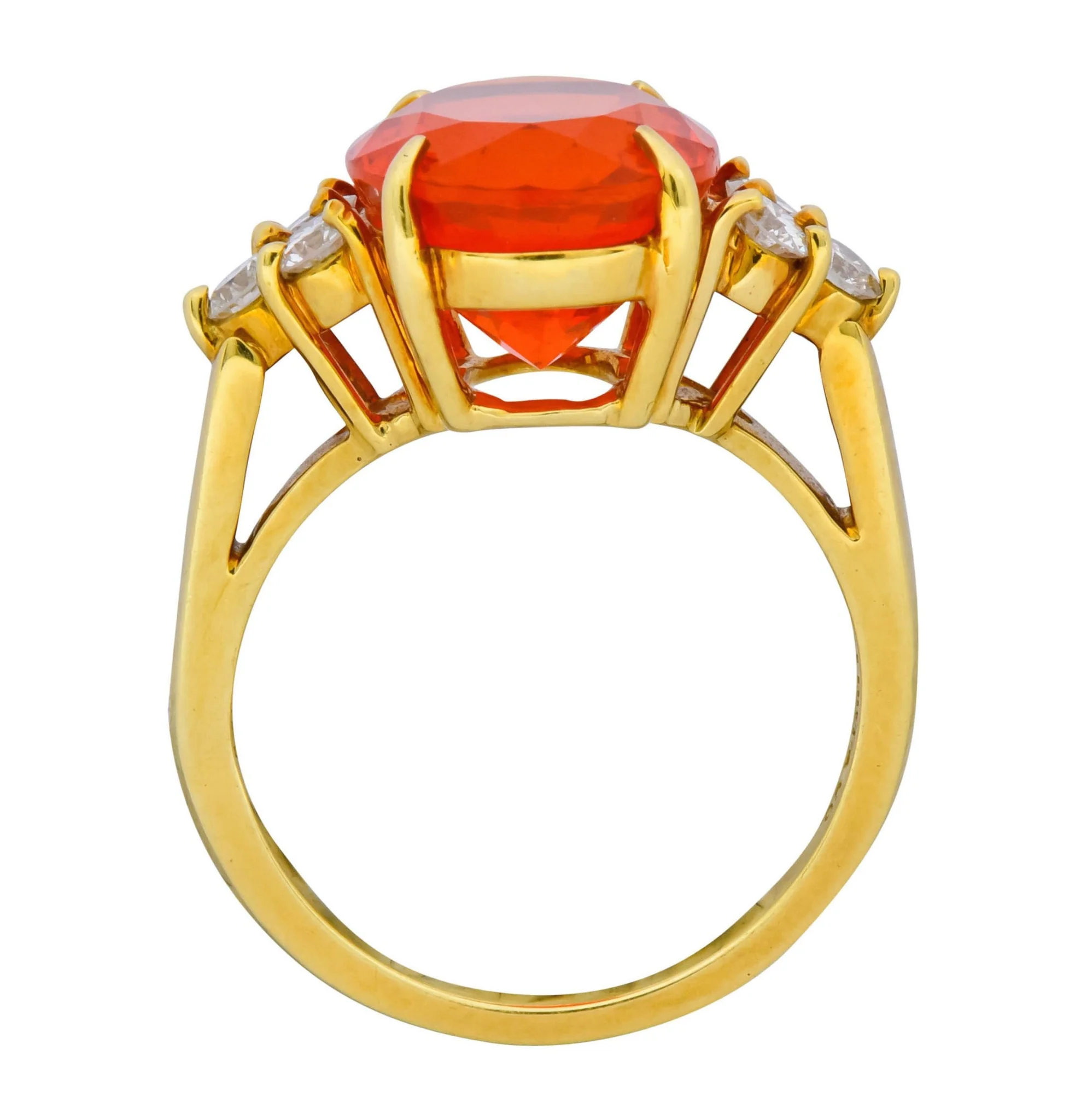 Tiffany & Co. Vintage 4.86 CTW Fire Opal Diamond 18 Karat Gold Ring - Image 7