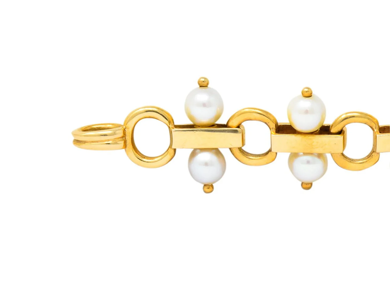 Tiffany & Co. Vintage Pearl 14 Karat Gold Link Bracelet - Image 3
