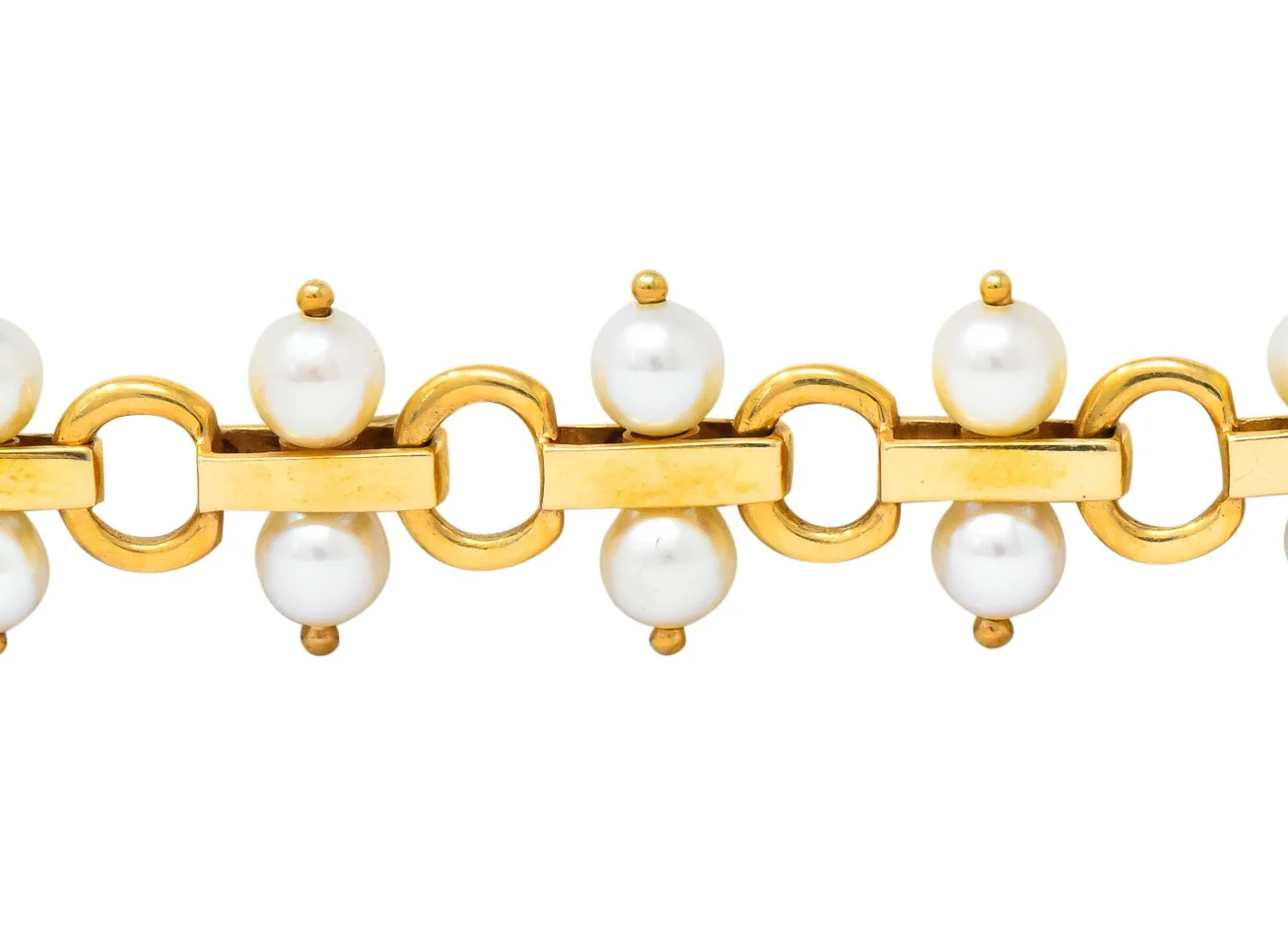 Tiffany & Co. Vintage Pearl 14 Karat Gold Link Bracelet - Image 4