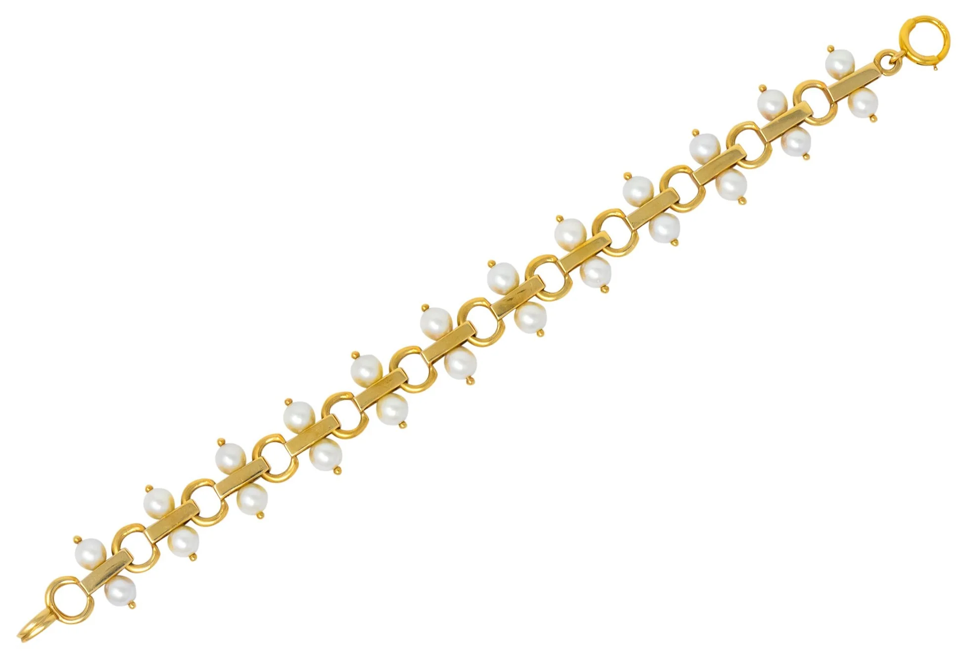 Tiffany & Co. Vintage Pearl 14 Karat Gold Link Bracelet - Image 6