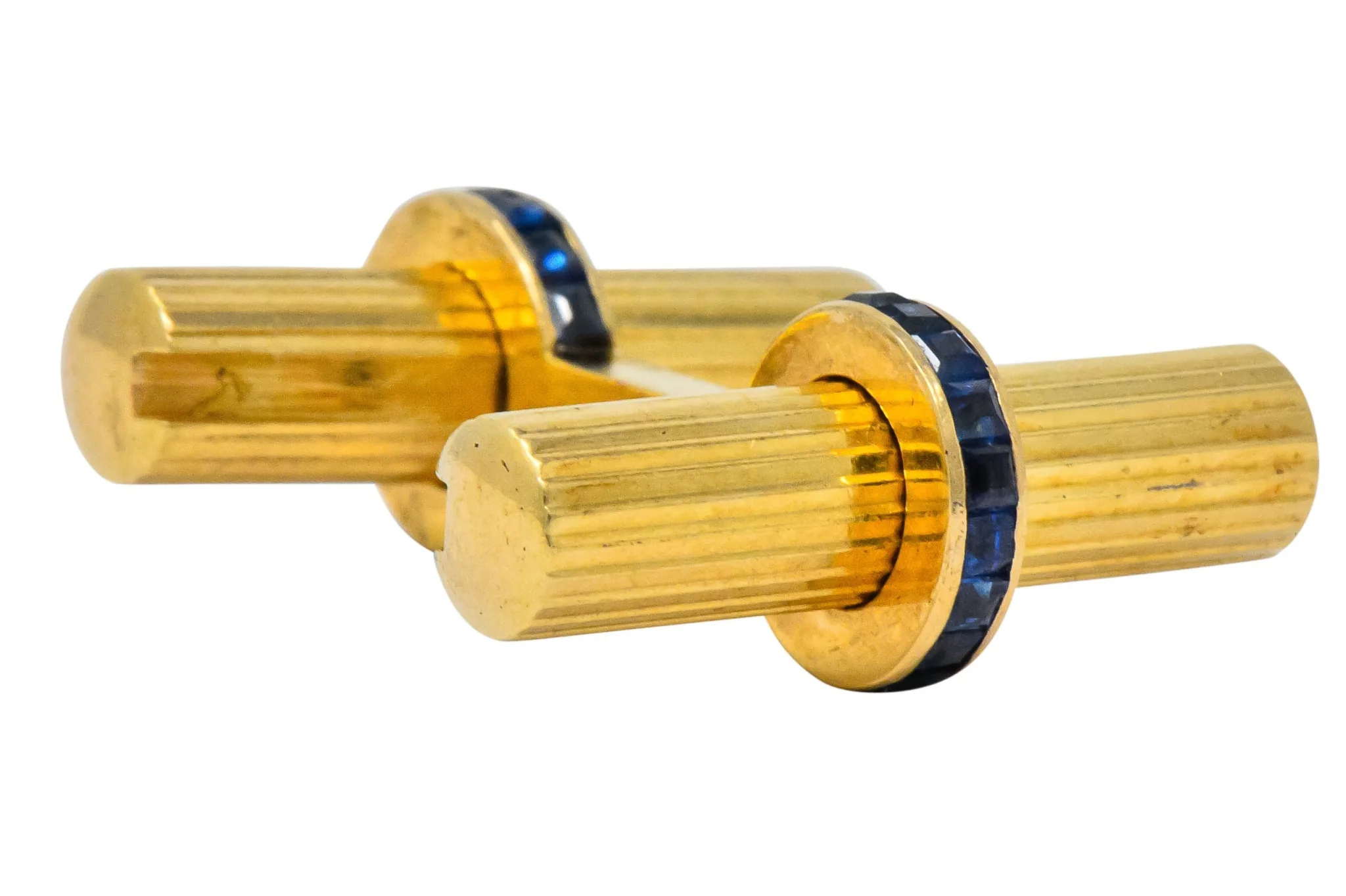 Tiffany & Co Vintage Sapphire 14 Karat Gold Cufflinks - Image 4