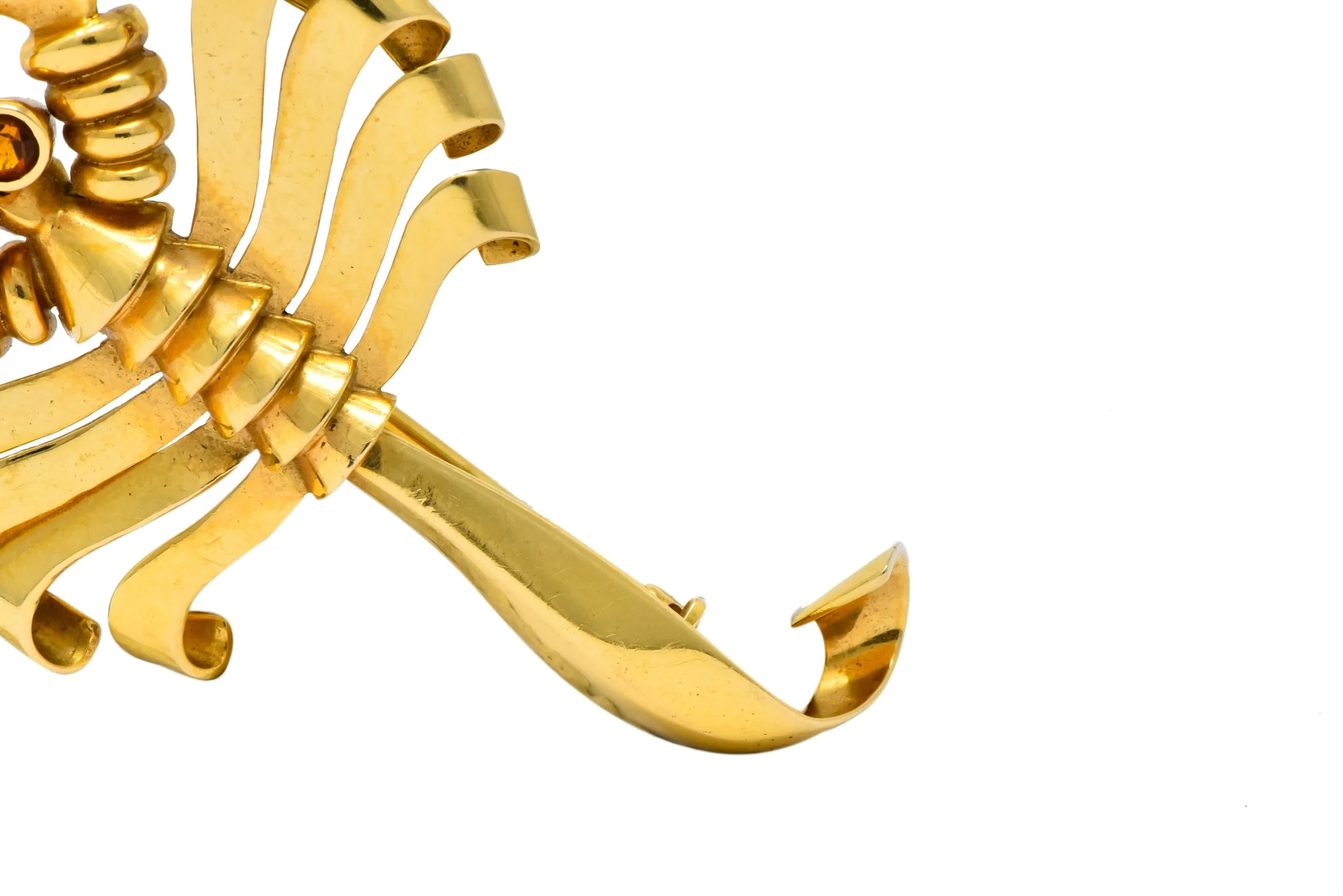 Trabert & Hoeffer Mauboussin Retro Citrine 14 Karat Gold Scorpion Brooch - Image 5
