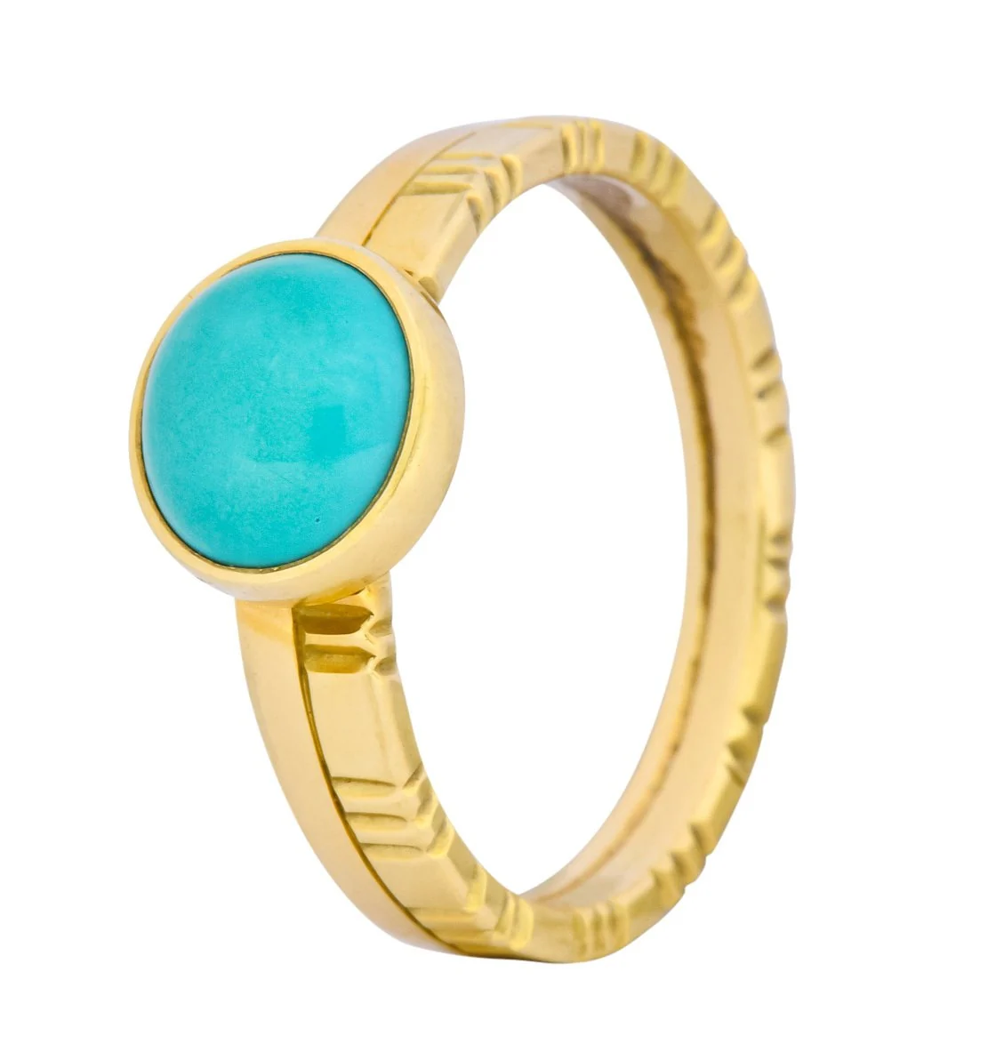 Turquoise 18 Karat Gold Stacking Ring - Image 9