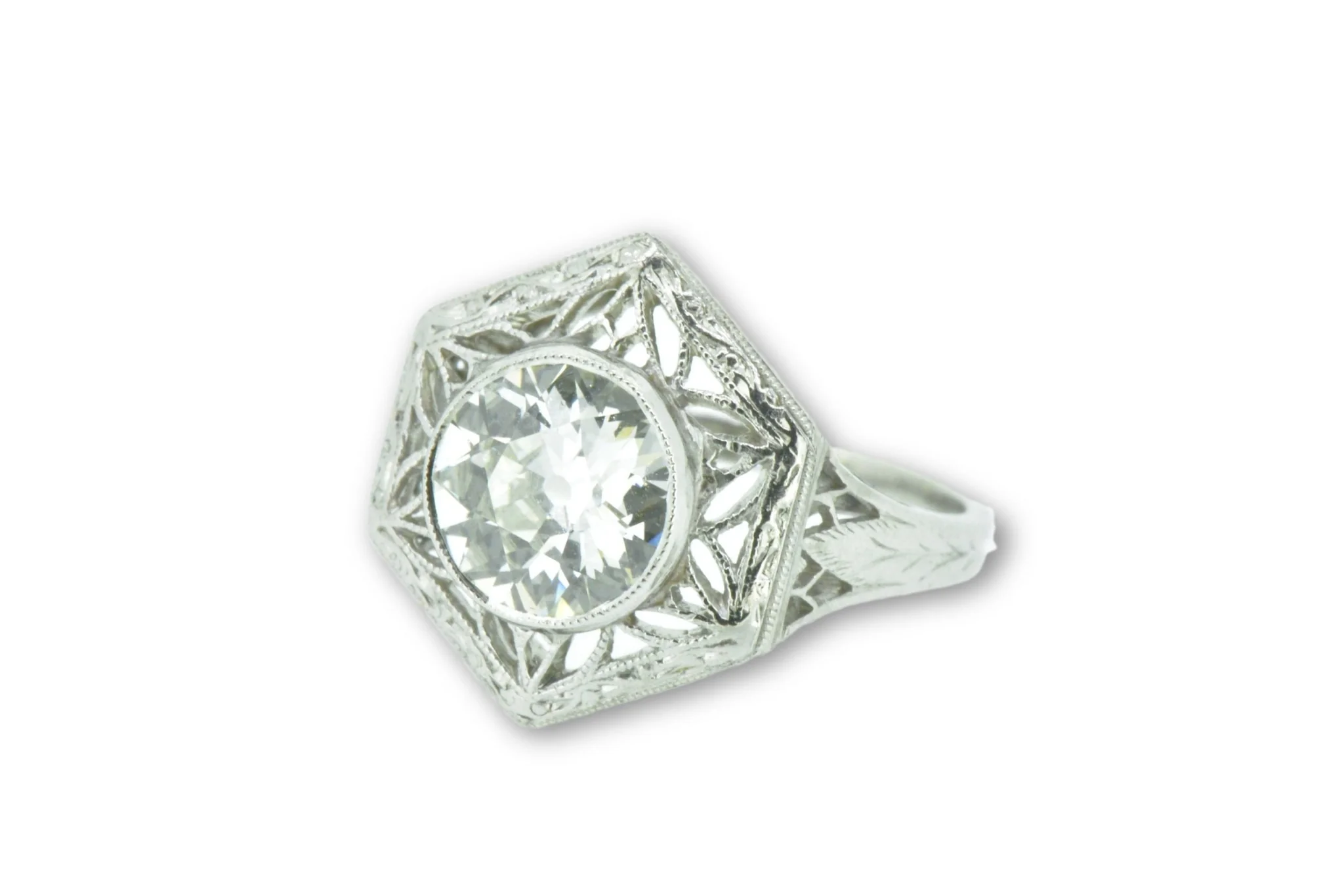 Unique Art Deco 1.19 Carats Old European Diamond Platinum Alternative Ring GIA - Image 3