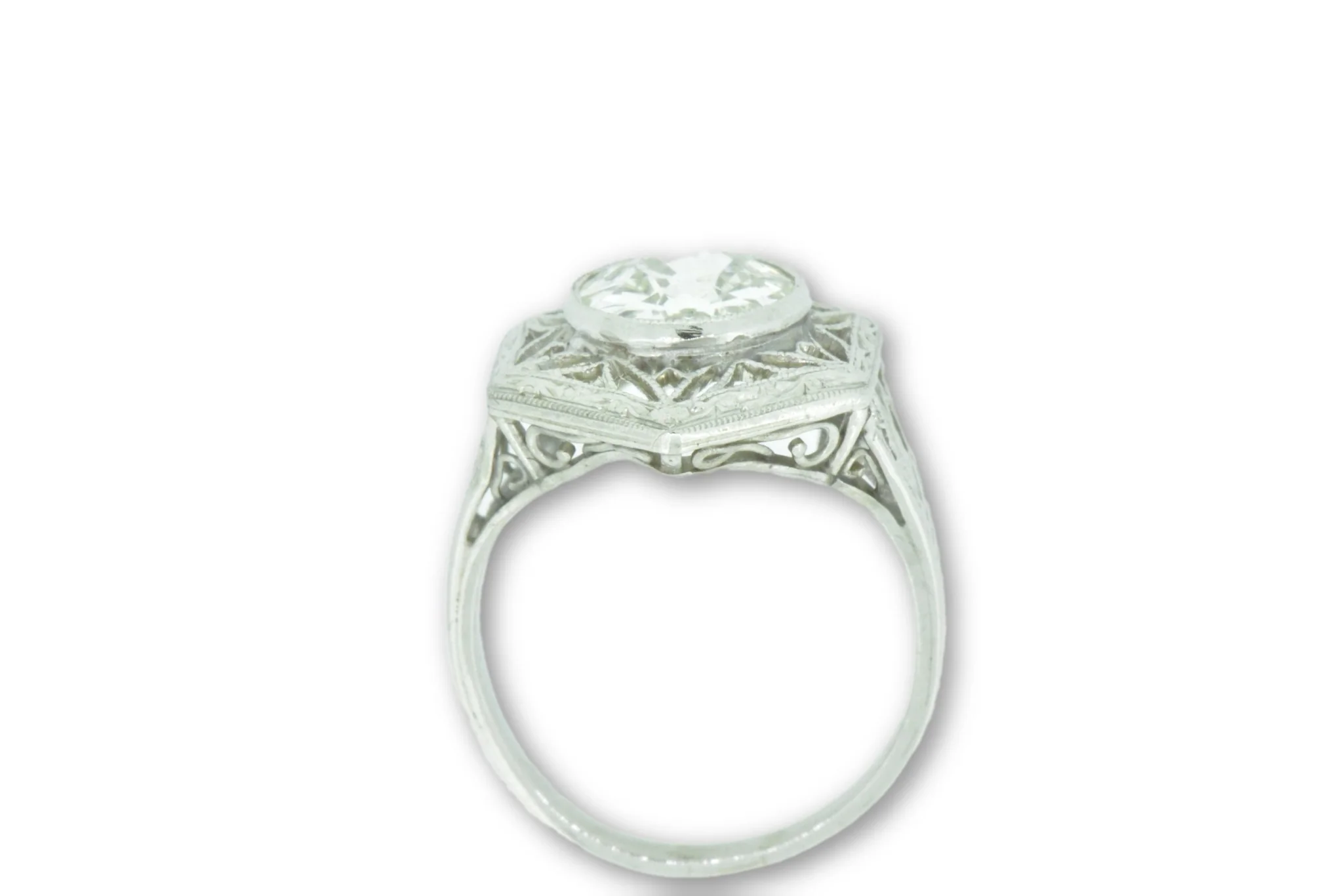 Unique Art Deco 1.19 Carats Old European Diamond Platinum Alternative Ring GIA - Image 7