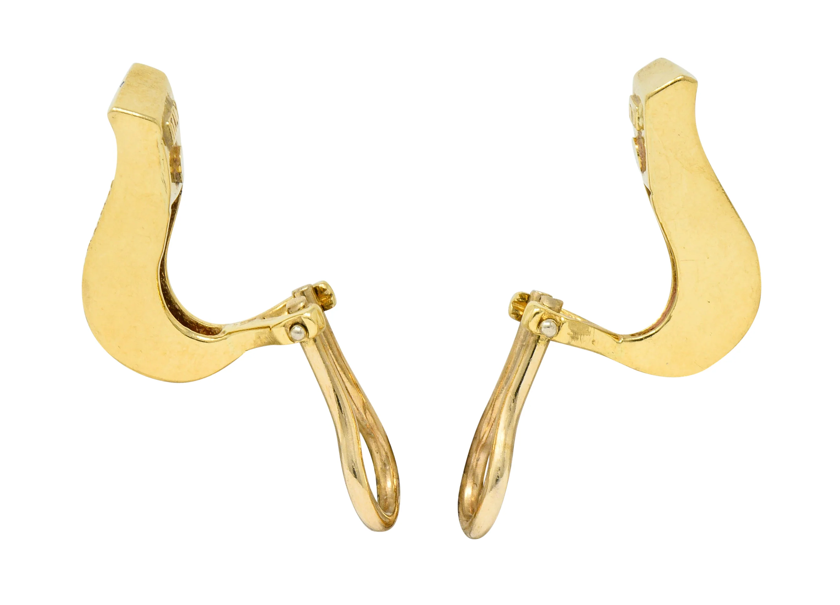 Unoaerre Diamond 18 Karat Gold Italian Huggie Ear-Clip Earrings - Image 5