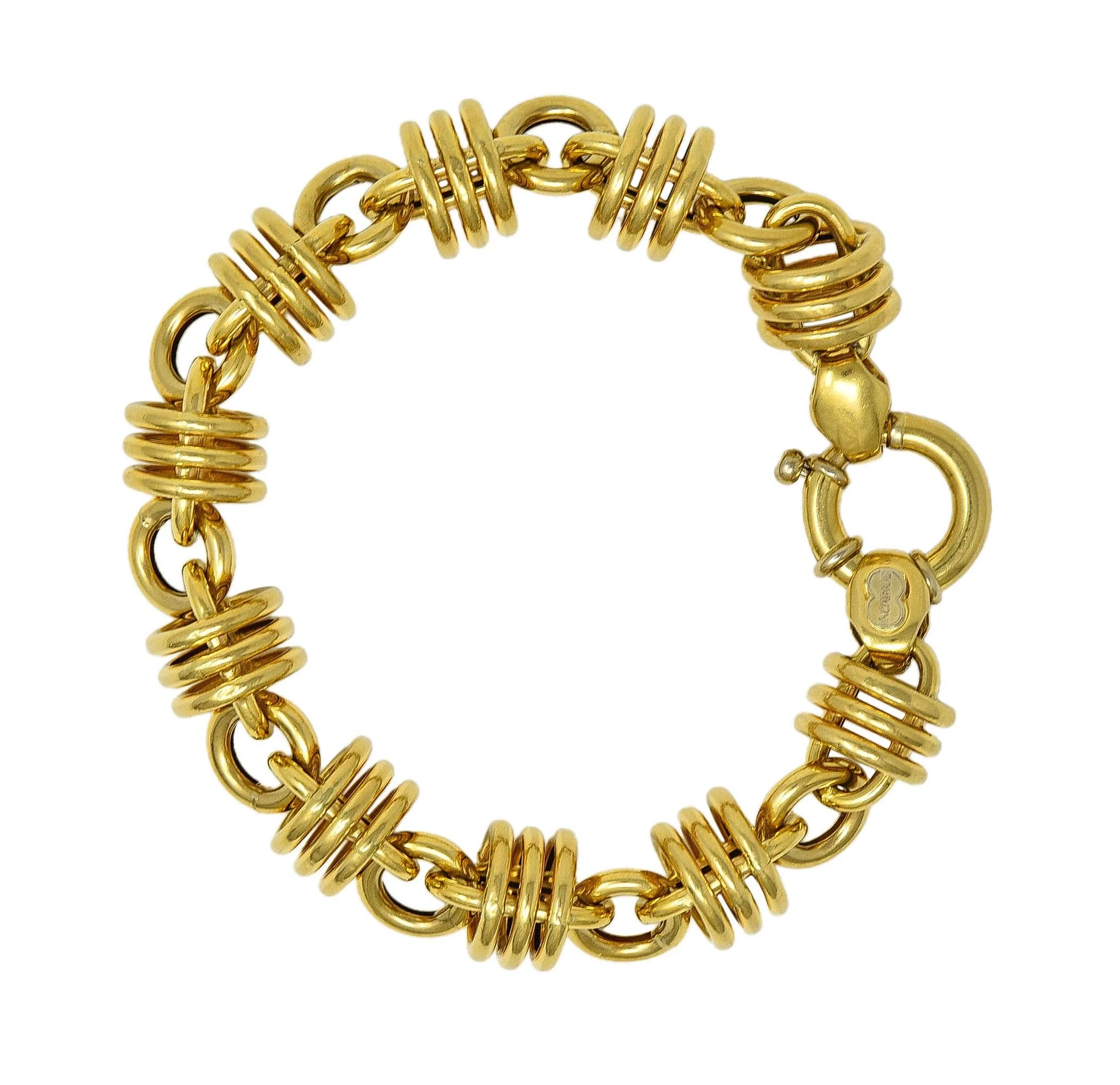 UnoArre 1980's 18 Karat Yellow Gold Vintage Status Link Bracelet - Image 4