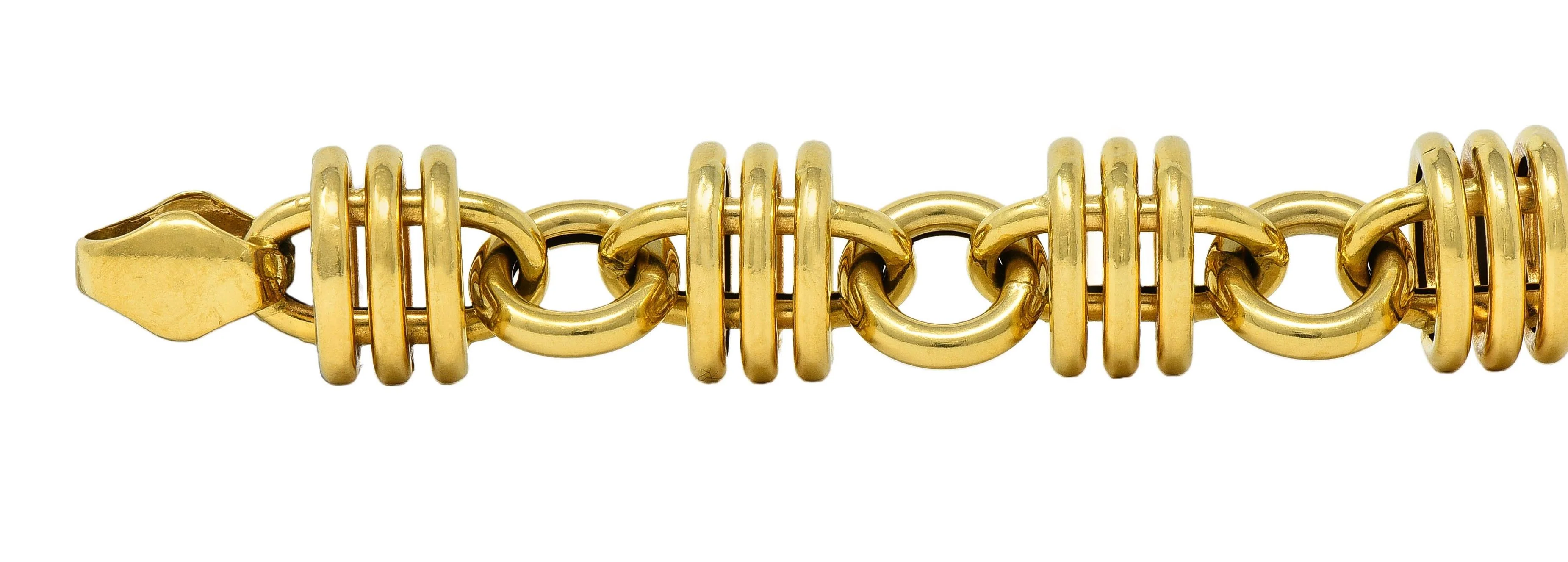 UnoArre 1980's 18 Karat Yellow Gold Vintage Status Link Bracelet - Image 5