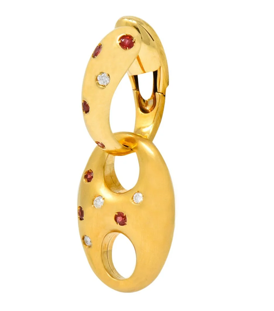 Valente Milano Diamond Ruby 18 Karat Gold Italian Earrings - Image 2