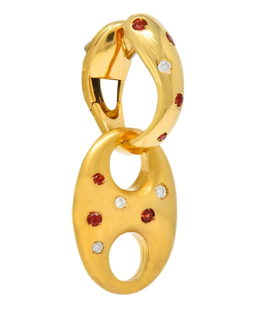 Valente Milano Diamond Ruby 18 Karat Gold Italian Earrings - Image 3
