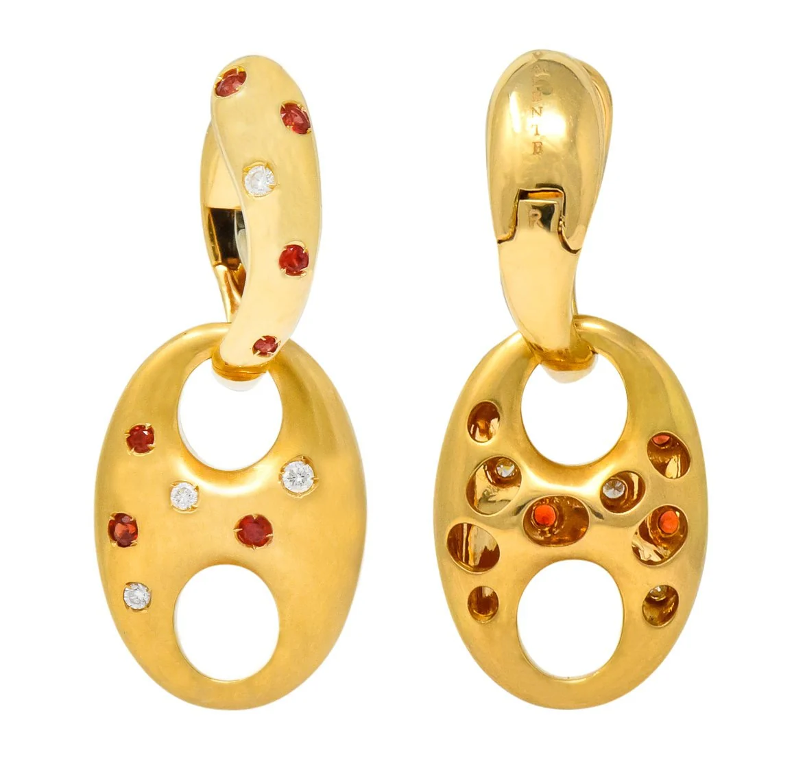 Valente Milano Diamond Ruby 18 Karat Gold Italian Earrings - Image 8