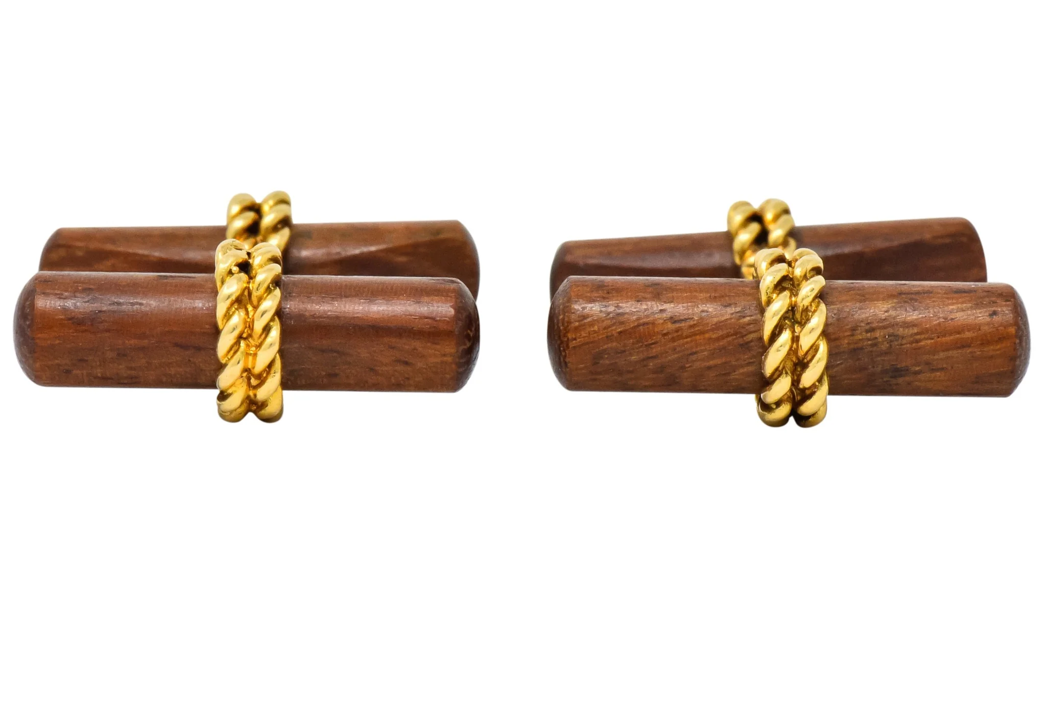 Van Cleef and Arpels New York 18 Karat Gold Wooden Men's Cufflinks