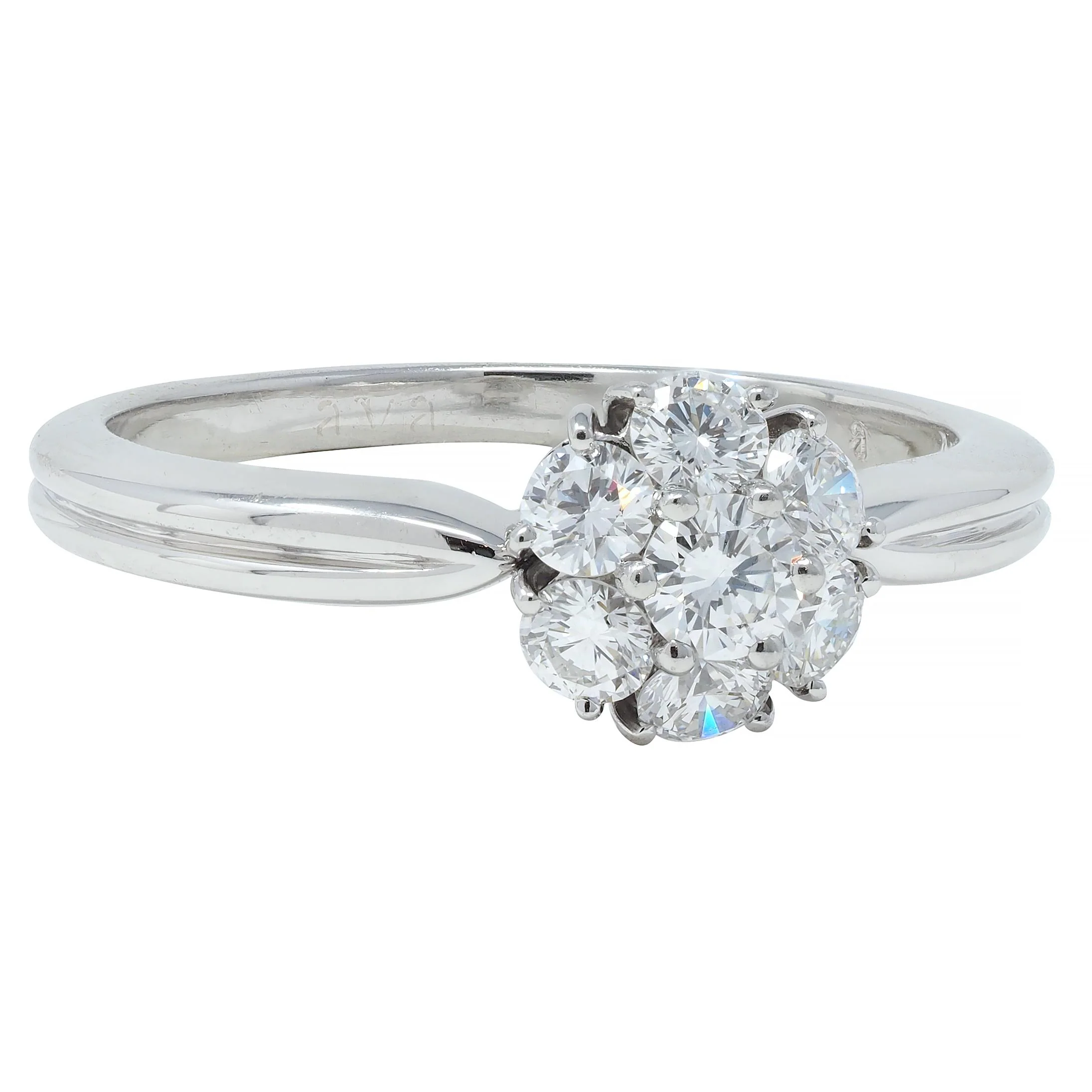 Van Cleef & Arpels 0.46 CTW Diamond Platinum Fleurette Cluster Engagement Ring - Image 2