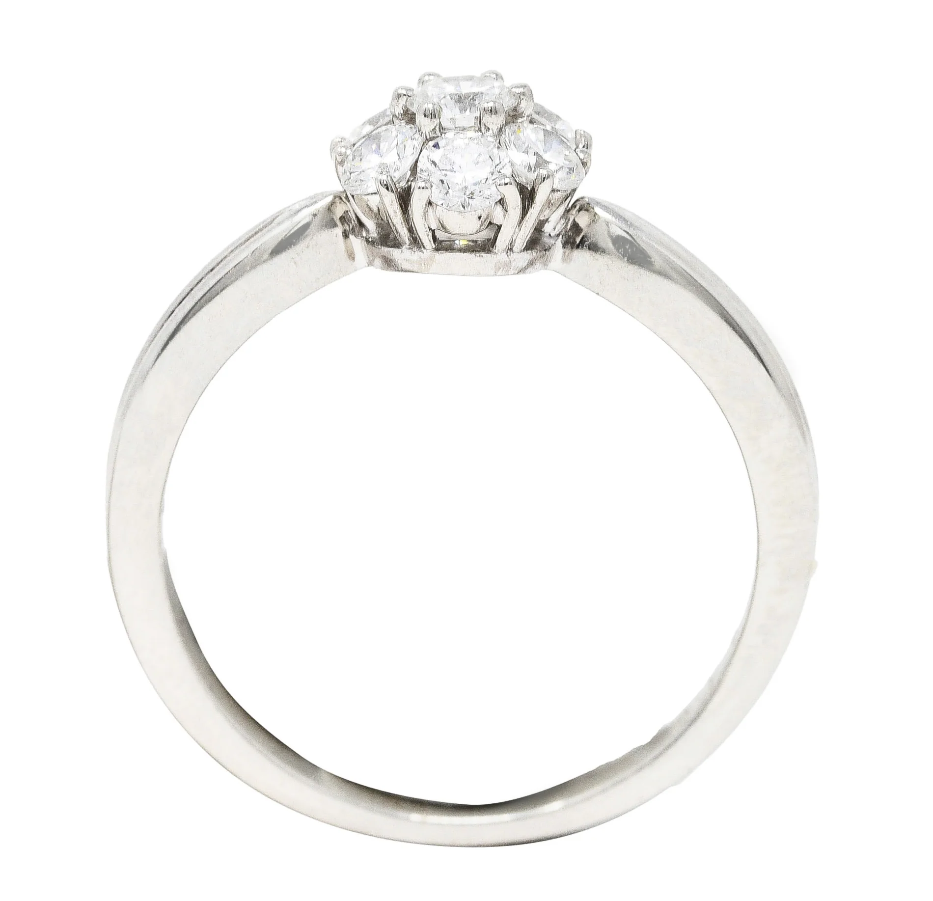 Van Cleef & Arpels 0.46 CTW Diamond Platinum Fleurette Cluster Engagement Ring - Image 12
