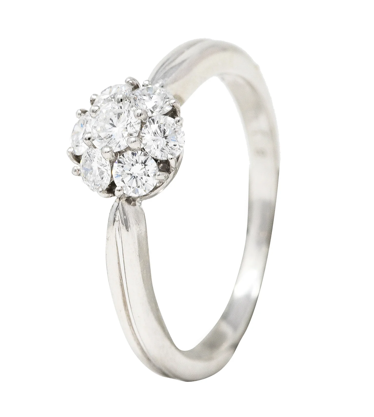 Van Cleef & Arpels 0.46 CTW Diamond Platinum Fleurette Cluster Engagement Ring - Image 13