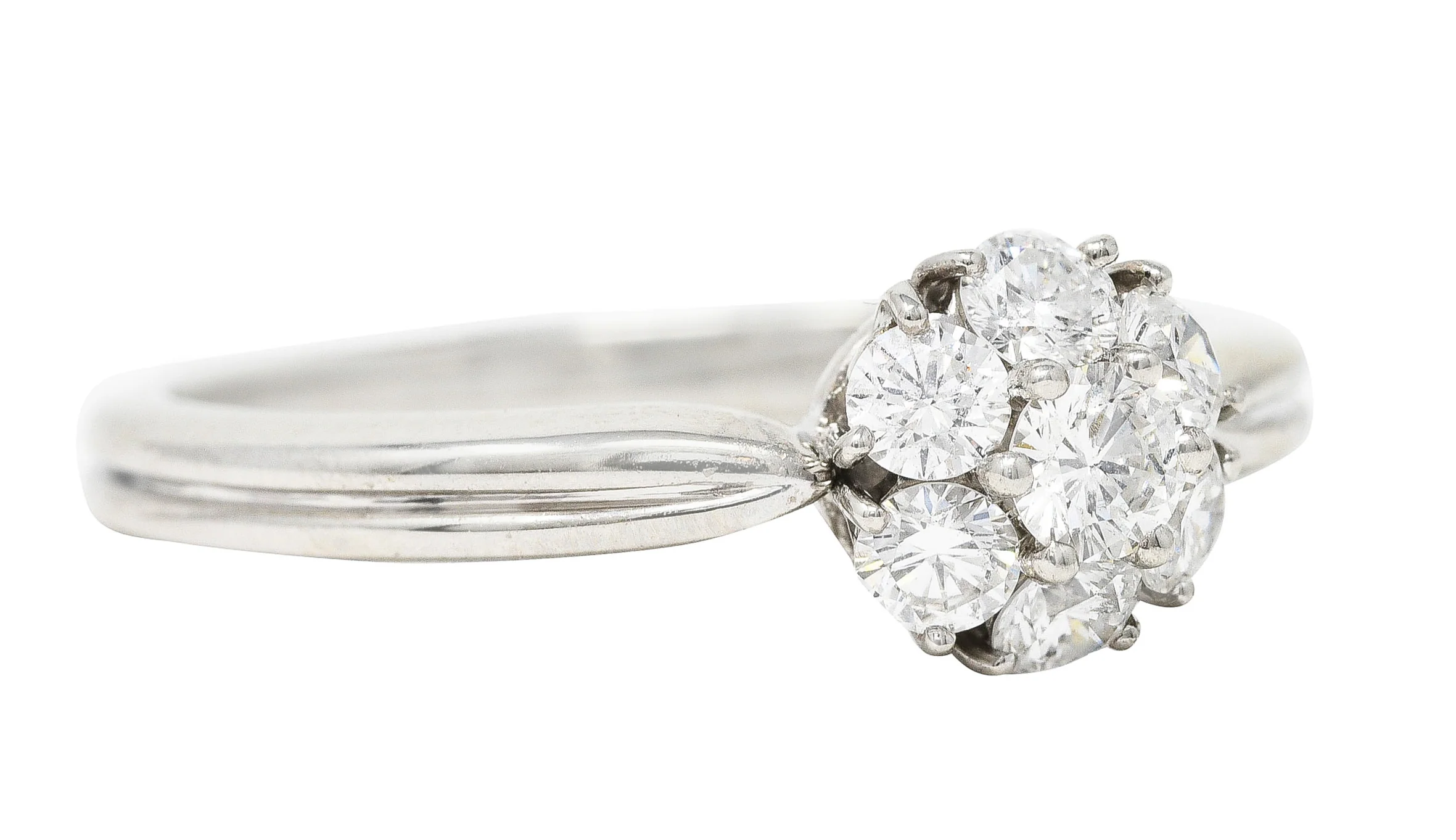 Van Cleef & Arpels 0.46 CTW Diamond Platinum Fleurette Cluster Engagement Ring - Image 3