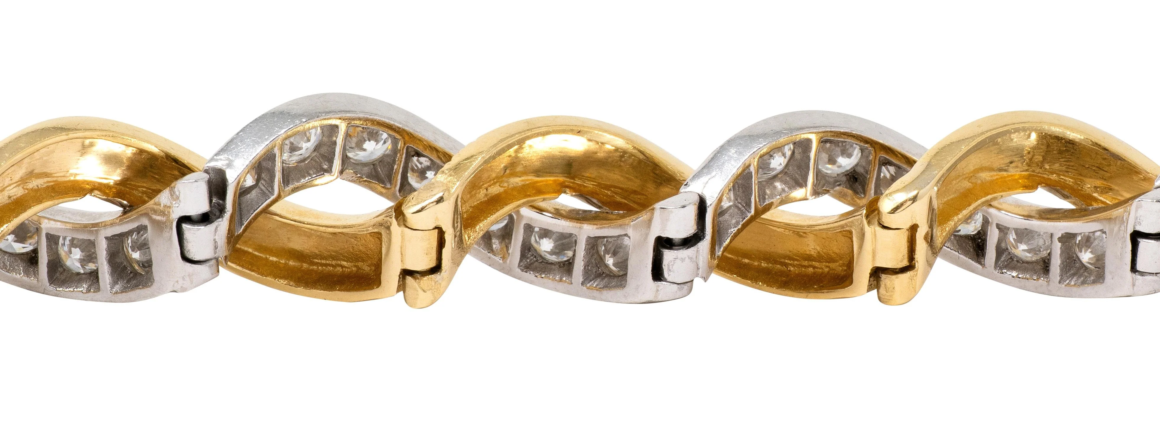 Van Cleef & Arpels 1960's Diamond 18 Karat Yellow Gold Platinum Vintage Twist Bracelet - Image 8
