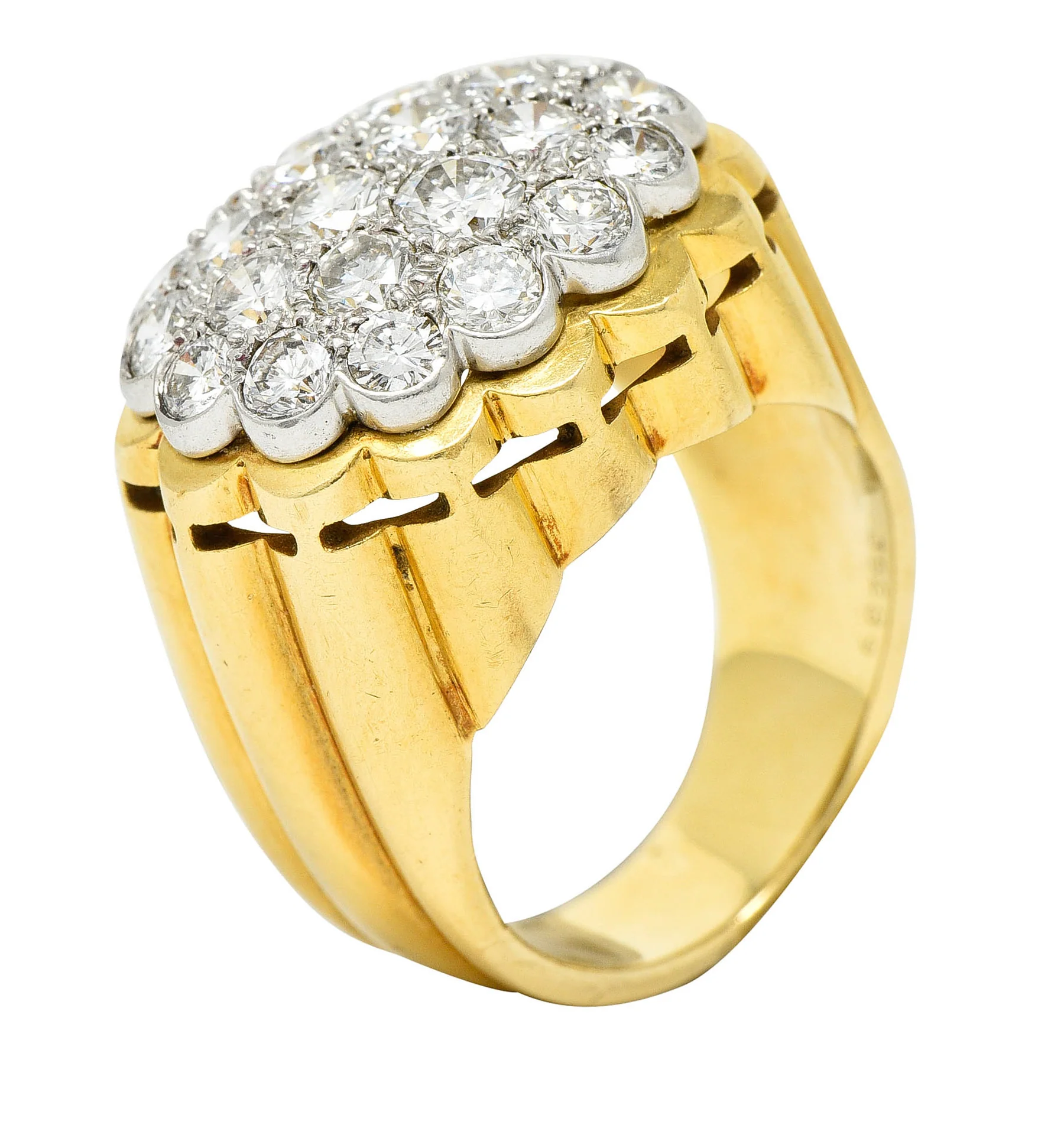 Van Cleef & Arpels 1970's 2.65 CTW Pave Diamond Platinum 18 Karat Gold Band Vintage Ring - Image 11