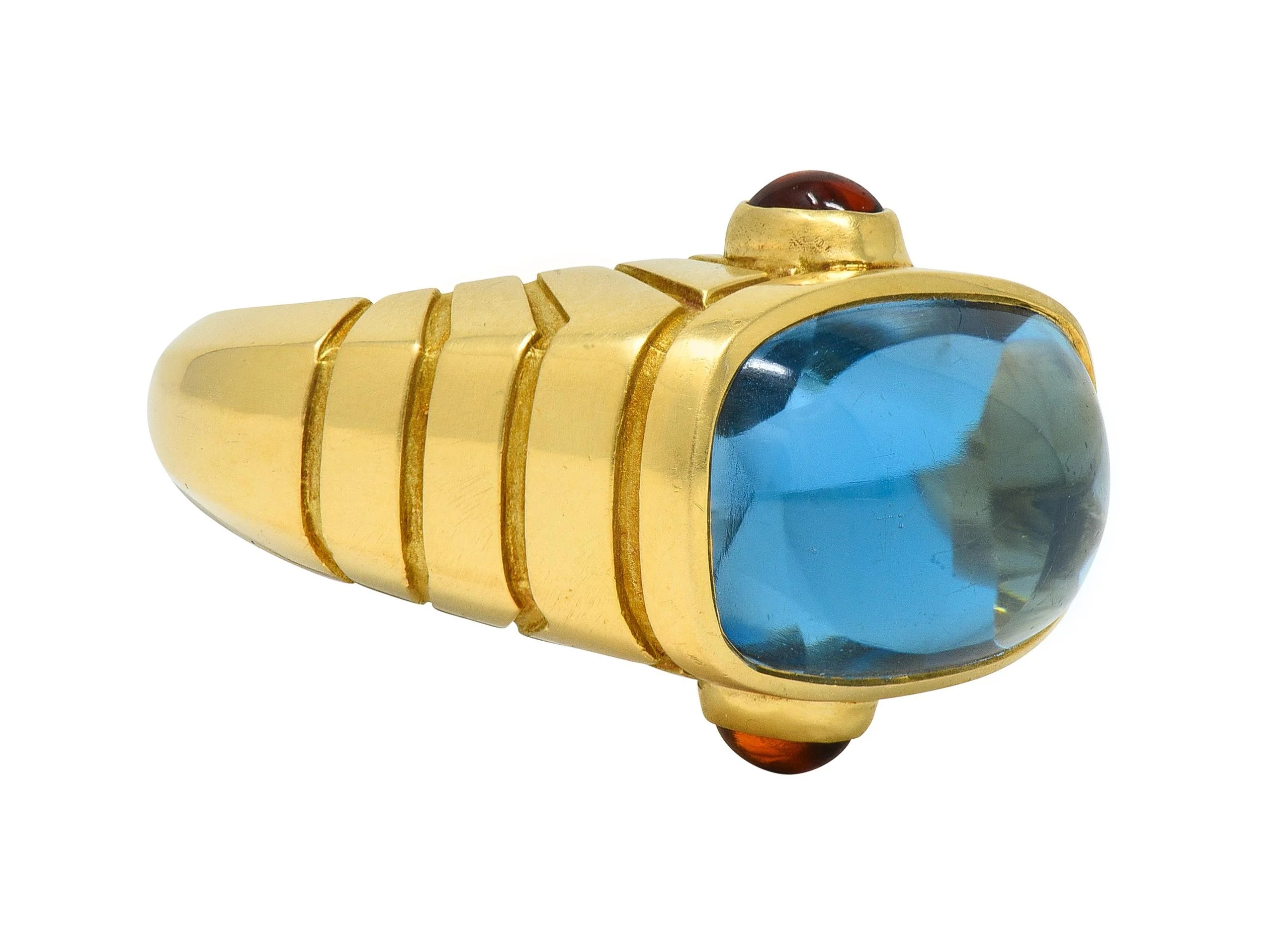 Van Cleef & Arpels 1980's Topaz Citrine 18 Karat Yellow Gold Vintage Domed Cocktail Ring - Image 4