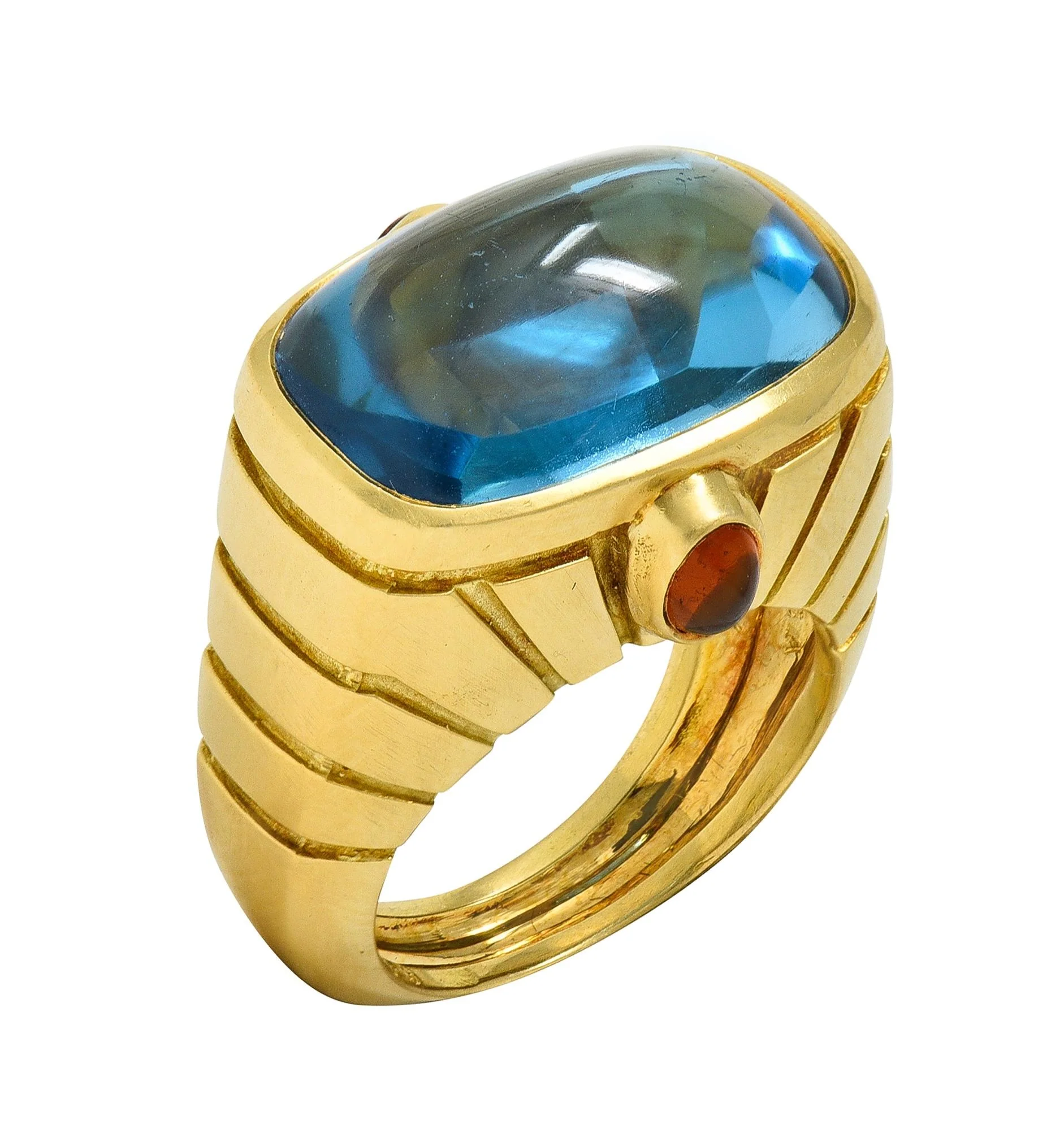 Van Cleef & Arpels 1980's Topaz Citrine 18 Karat Yellow Gold Vintage Domed Cocktail Ring - Image 9